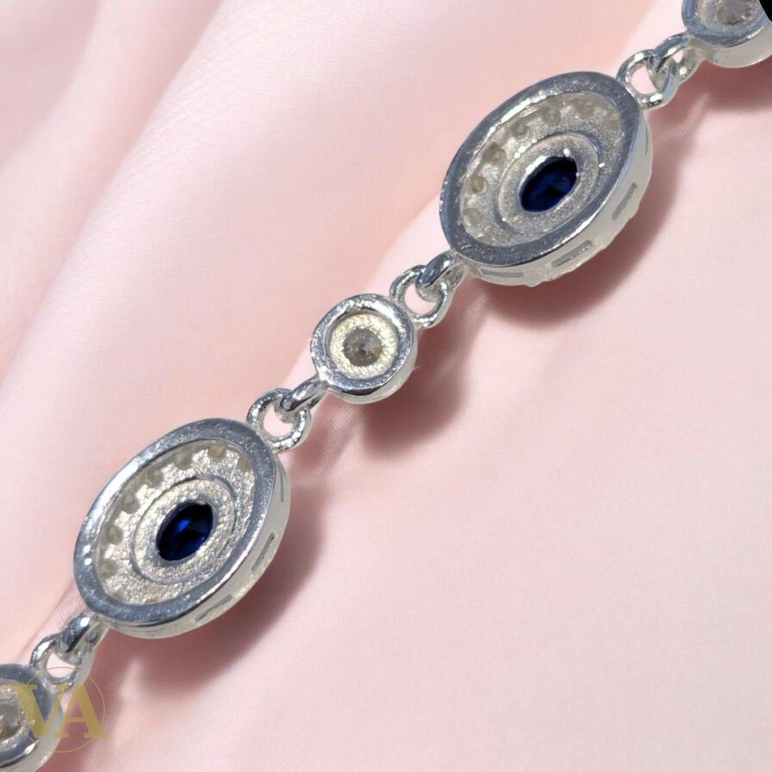 Bracelet Femme Argent 925 Oxydes Bleus – Élégance Intemporelle