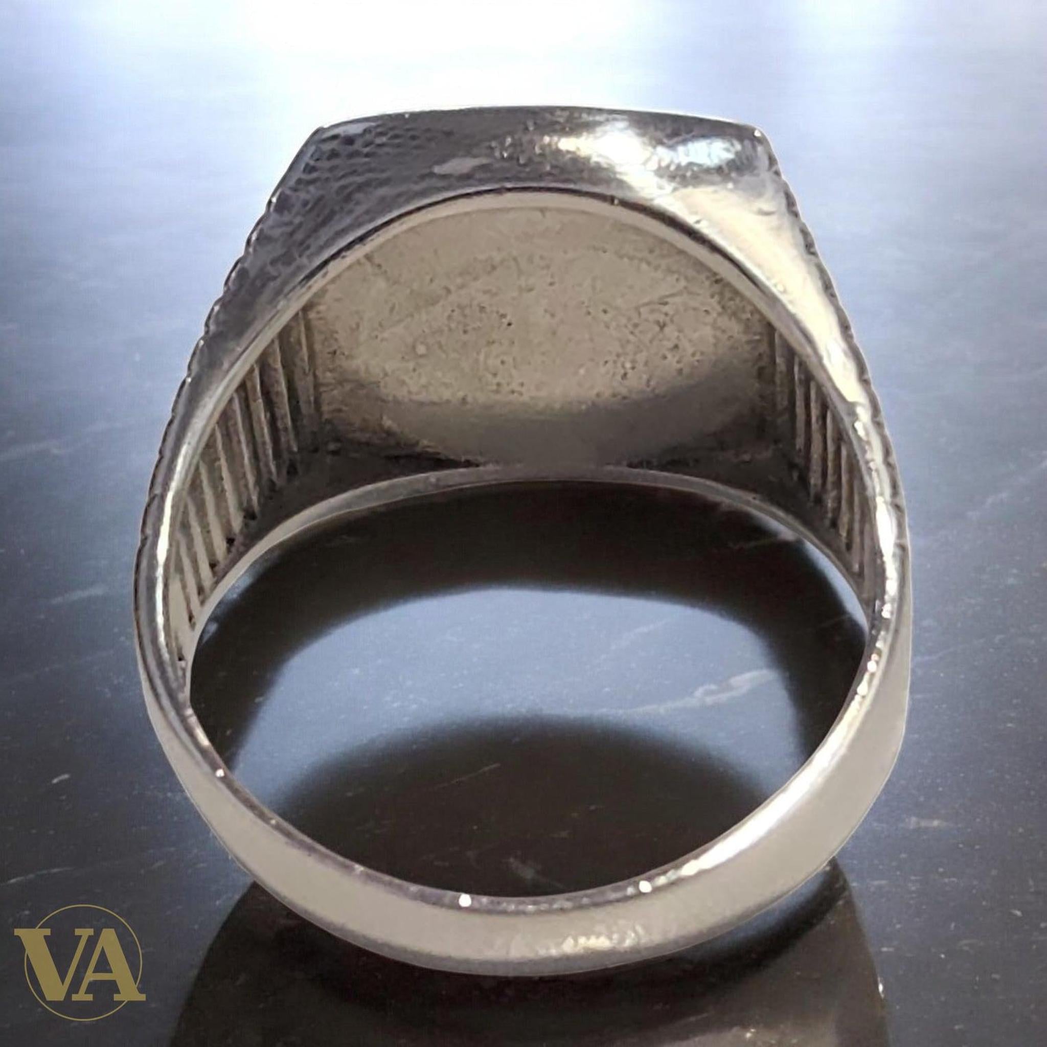 Bague homme argent 925 avec nacre rectangulaire - Argent 925 - Vindicta