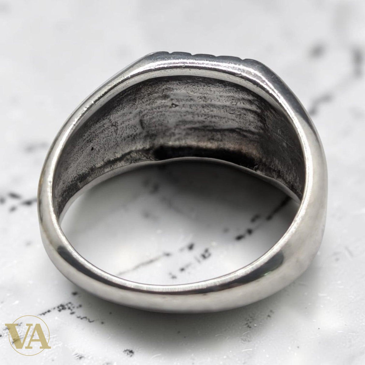 Chevalière Homme Argent 925 – Plateau Brossé & Motifs Étoilés Ciselés - Argent 925 - Vindicta