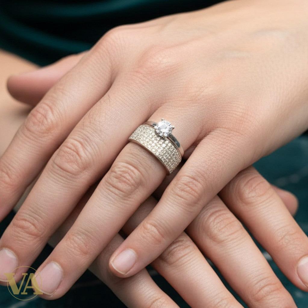 Bague femmes Argent 925 Plaqué Or Oxydes Blancs