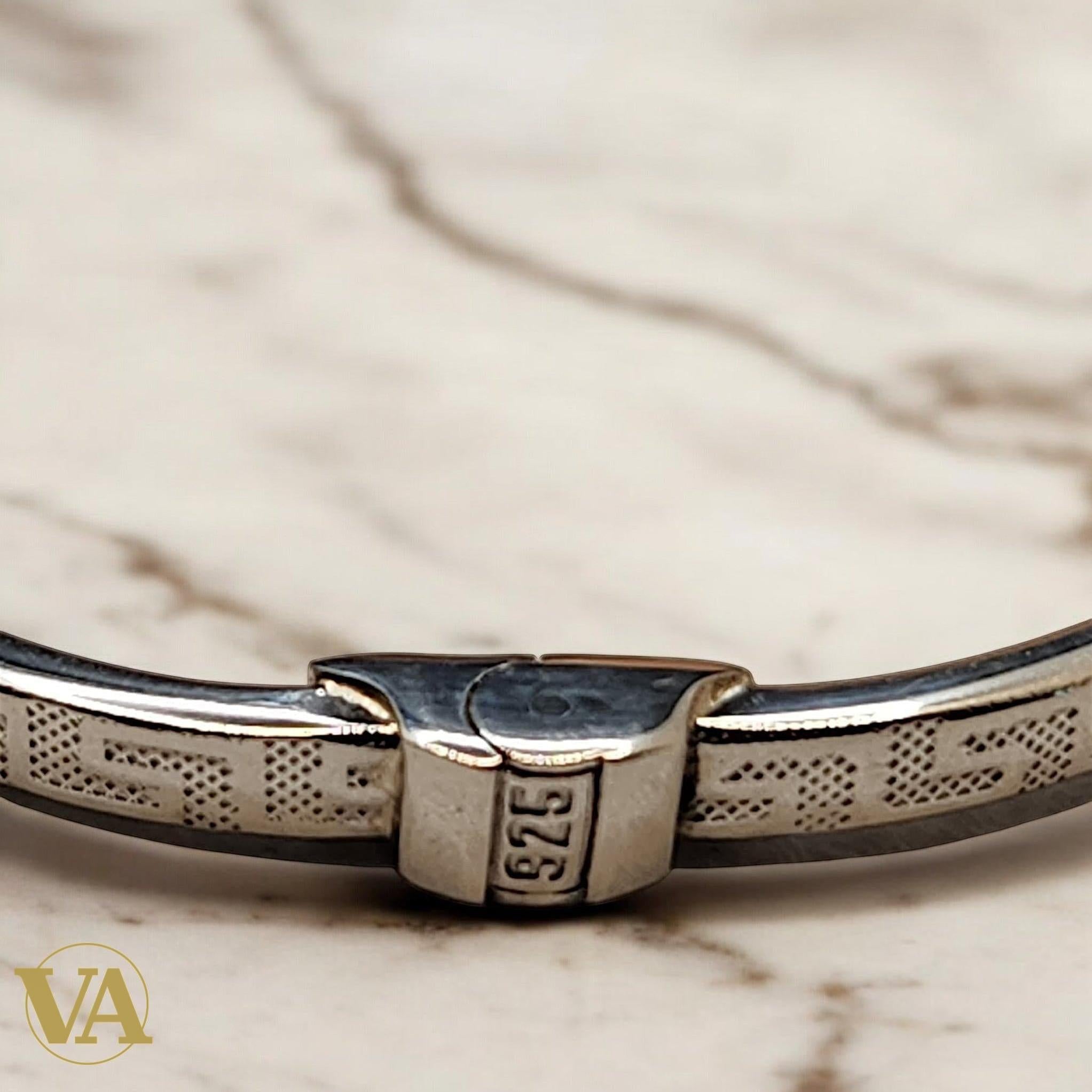 Bracelet Jonc Femme Argent 925 – Motif Grec Épuré | Bijoux Vindicta