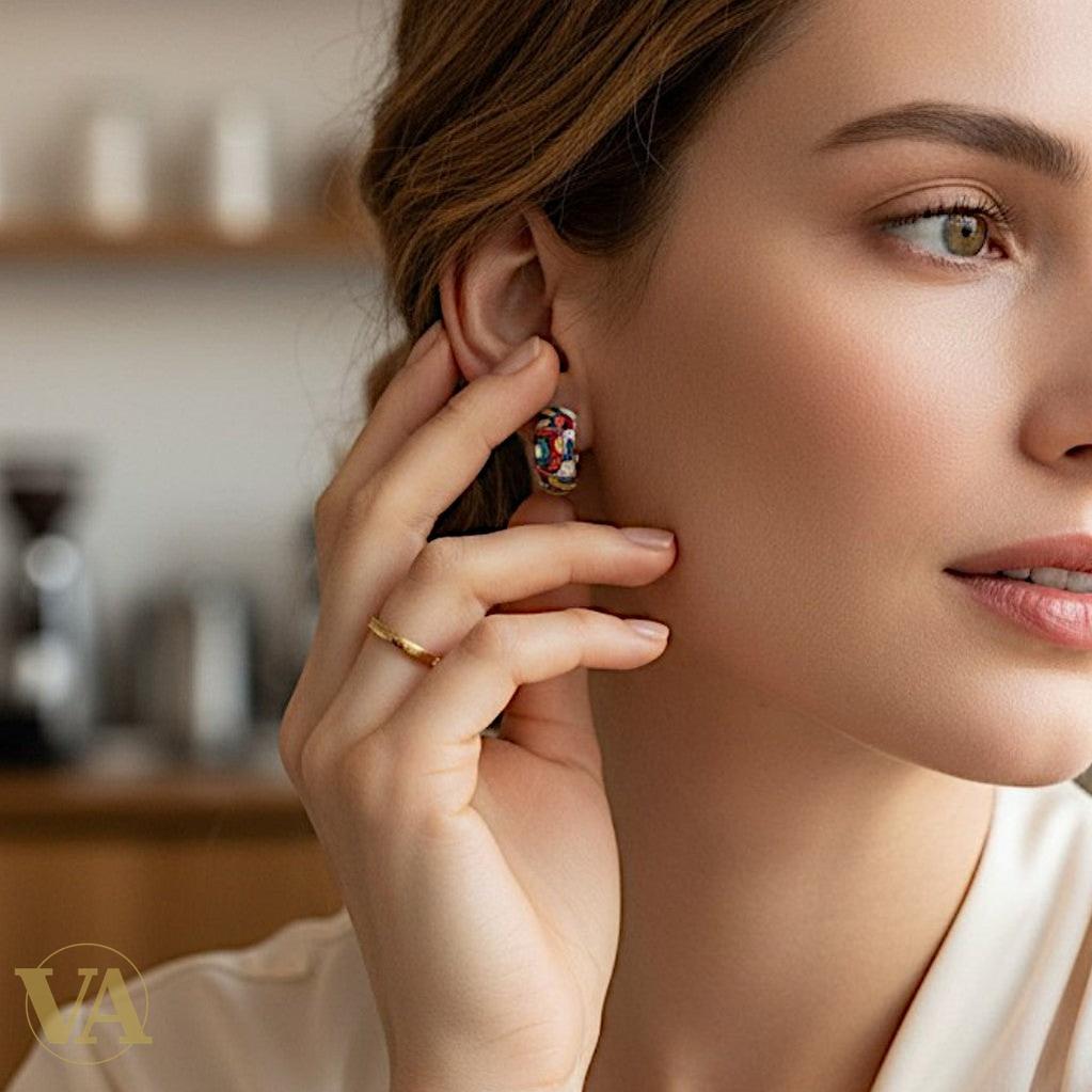 Boucles d'oreilles Femme Argent 925 – Émail Blanc Floral Pop Art & Zirconiums-Vindicta : Bijoux Argent 925 Massif, Luxe et Héritage