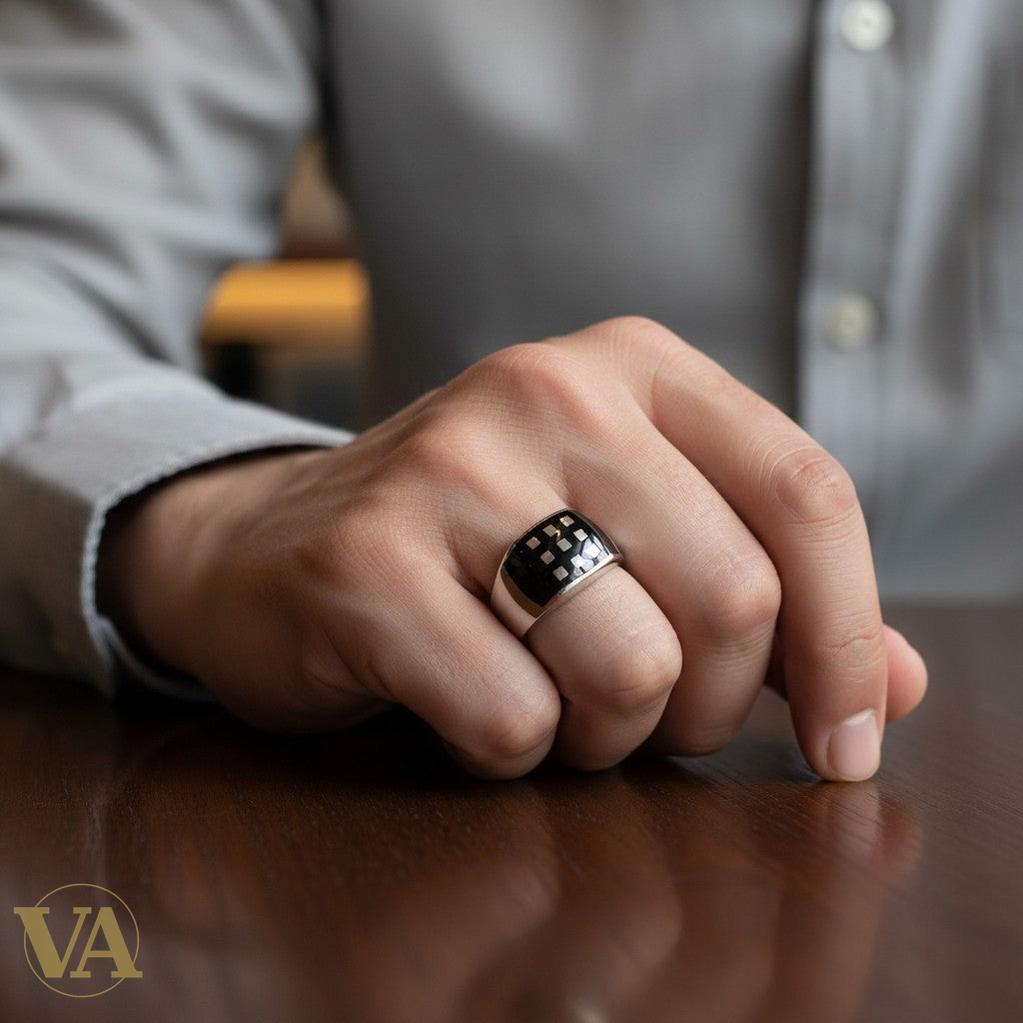 Chevalière Homme Argent 925 Pierre Onyx Noir-Vindicta : Bijoux Argent 925 Massif, Luxe et Héritage