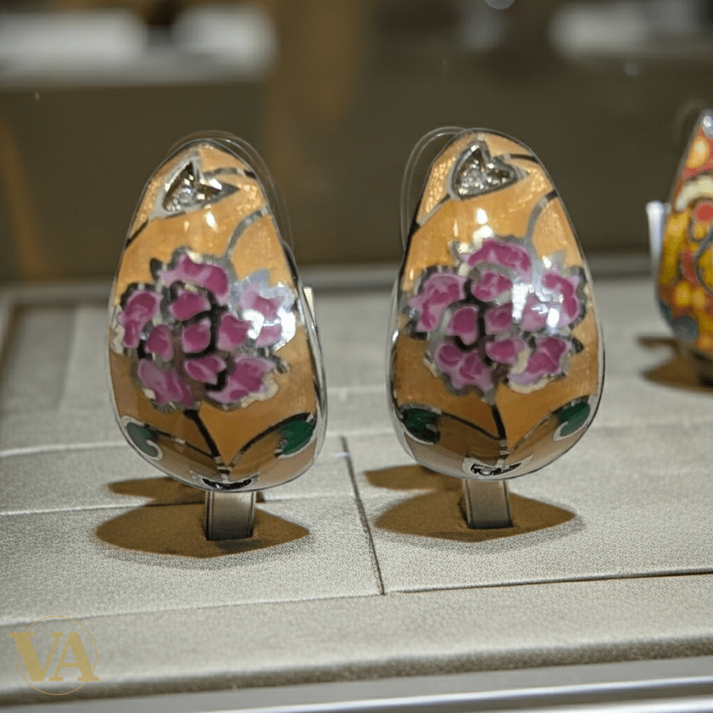 Boucles d'oreilles Femme Argent 925 – Émail Pivoine Rose & Ocre Cloisonné-Vindicta : Bijoux Argent 925 Massif, Luxe et Héritage