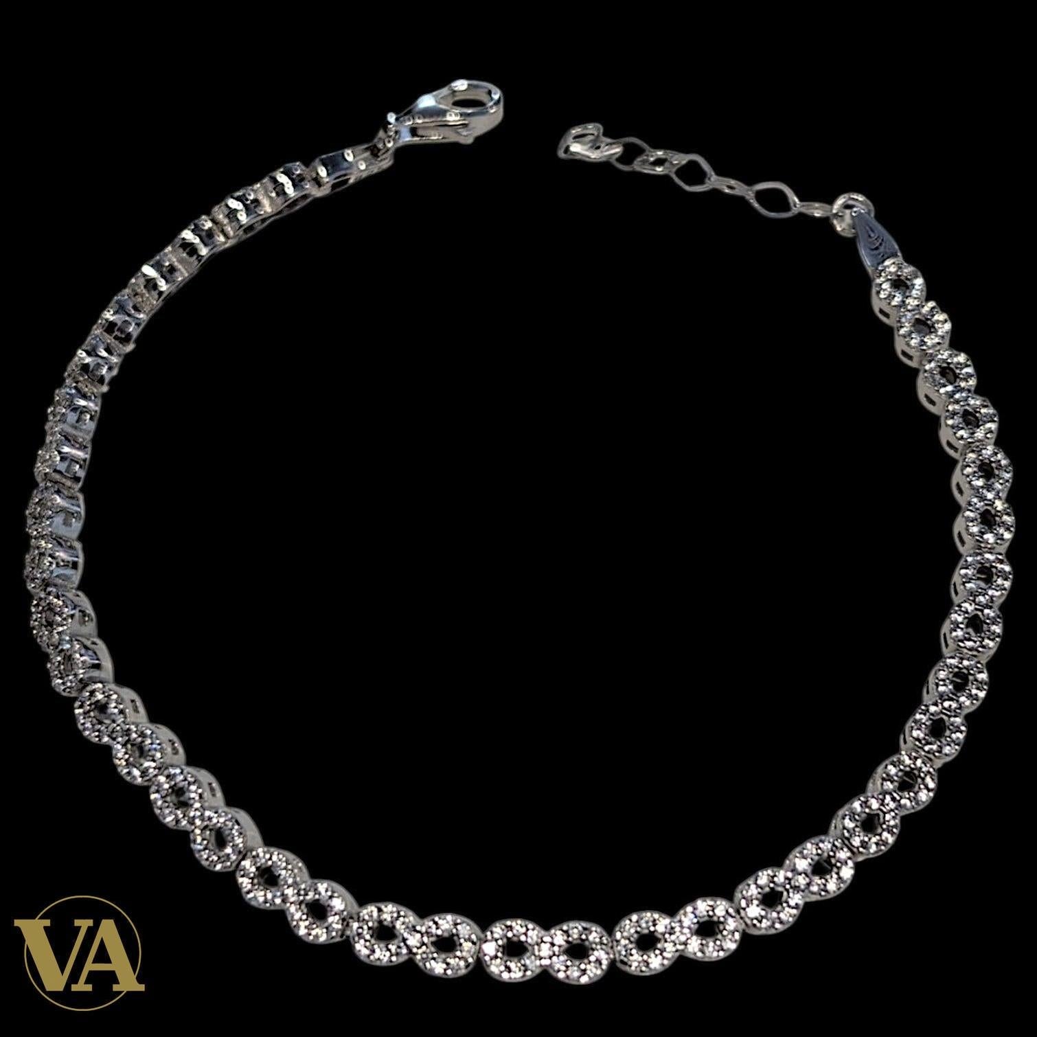 Bracelet Femme Argent 925 Oxydes Noirs – Contraste Élégant