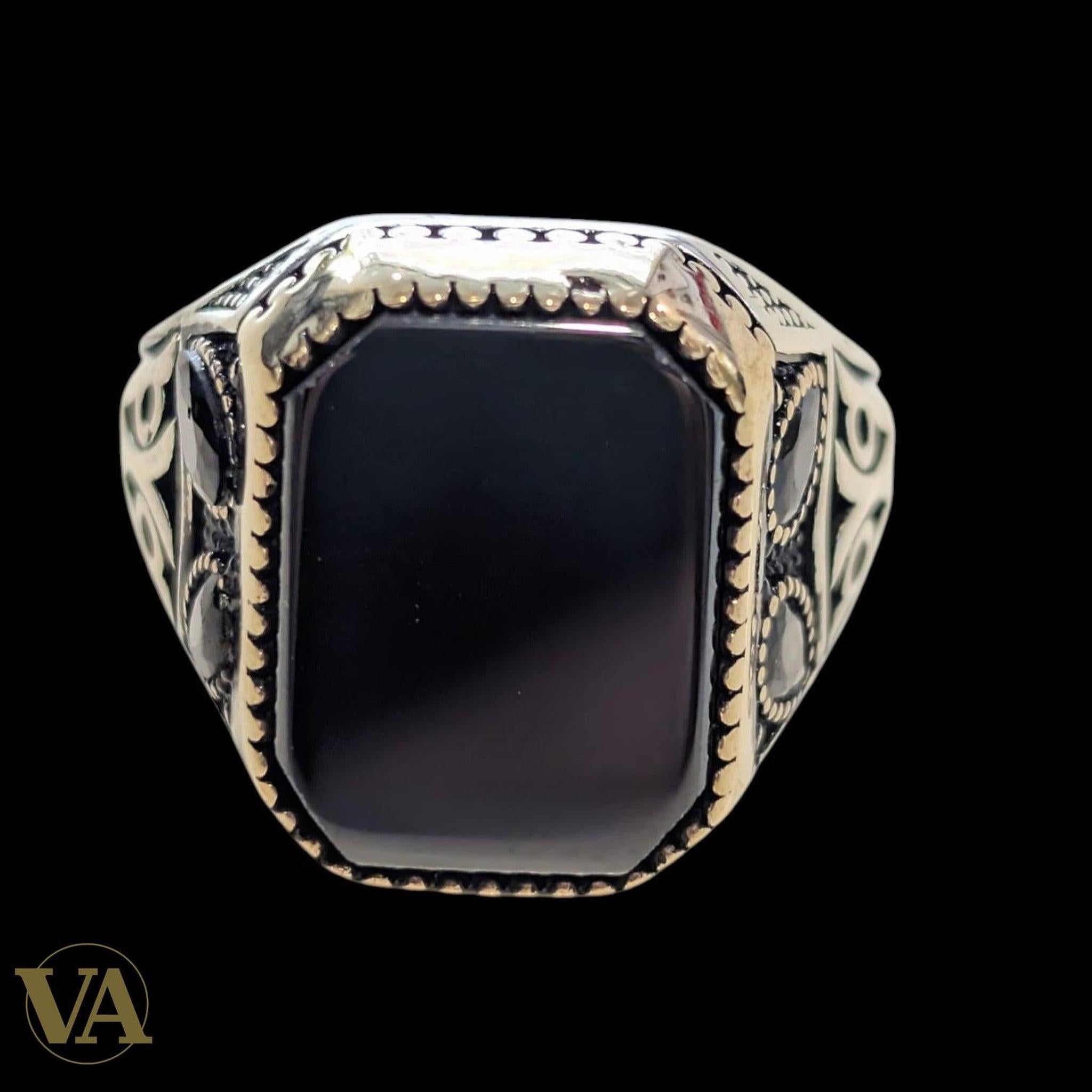 Bague Homme – Onyx Noir – Argent 925 - Argent 925 - Vindicta