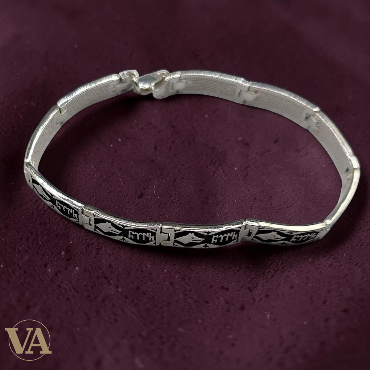 Bracelet Homme Argent 925 – Motifs Gravés & Maille Plate