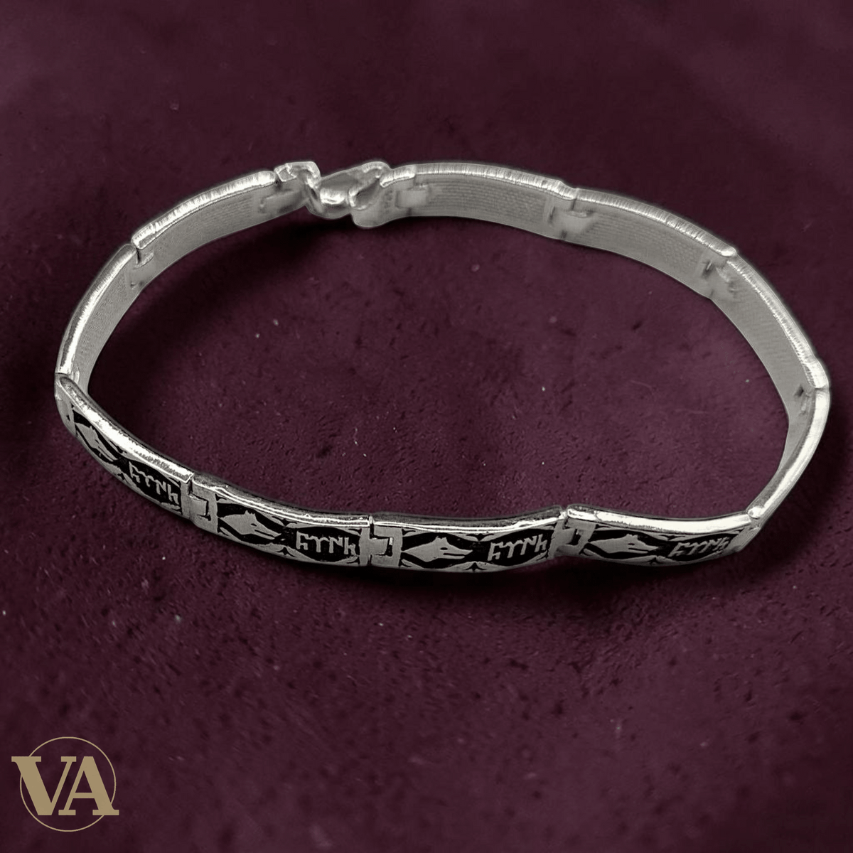 Bracelet Homme Argent 925 – Motifs Gravés & Maille Plate - Argent 925 - Vindicta