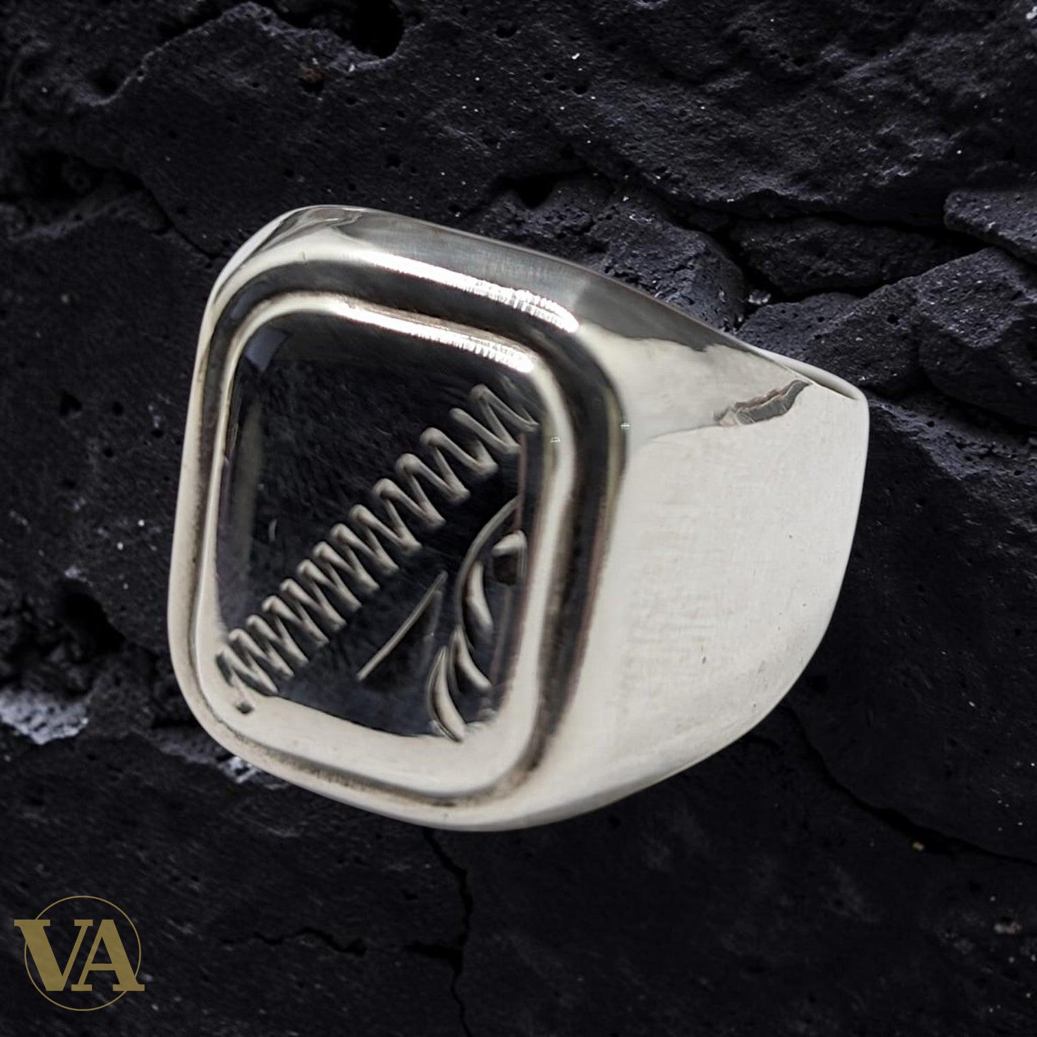 Chevalière Homme Argent 925 Méandre Grec Gravé - Argent 925 - Vindicta