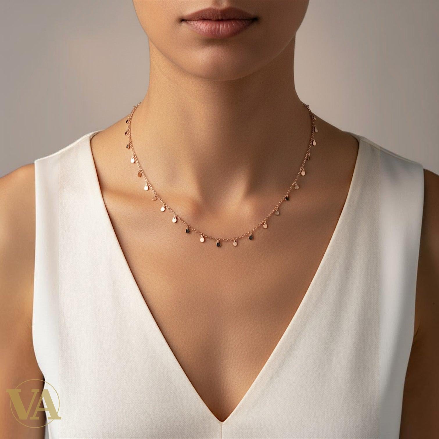 Collier Femme Argent 925 Plaqué Or Rose – Breloques Larmes Pluie d’Or-Vindicta : Bijoux Argent 925 Massif, Luxe et Héritage
