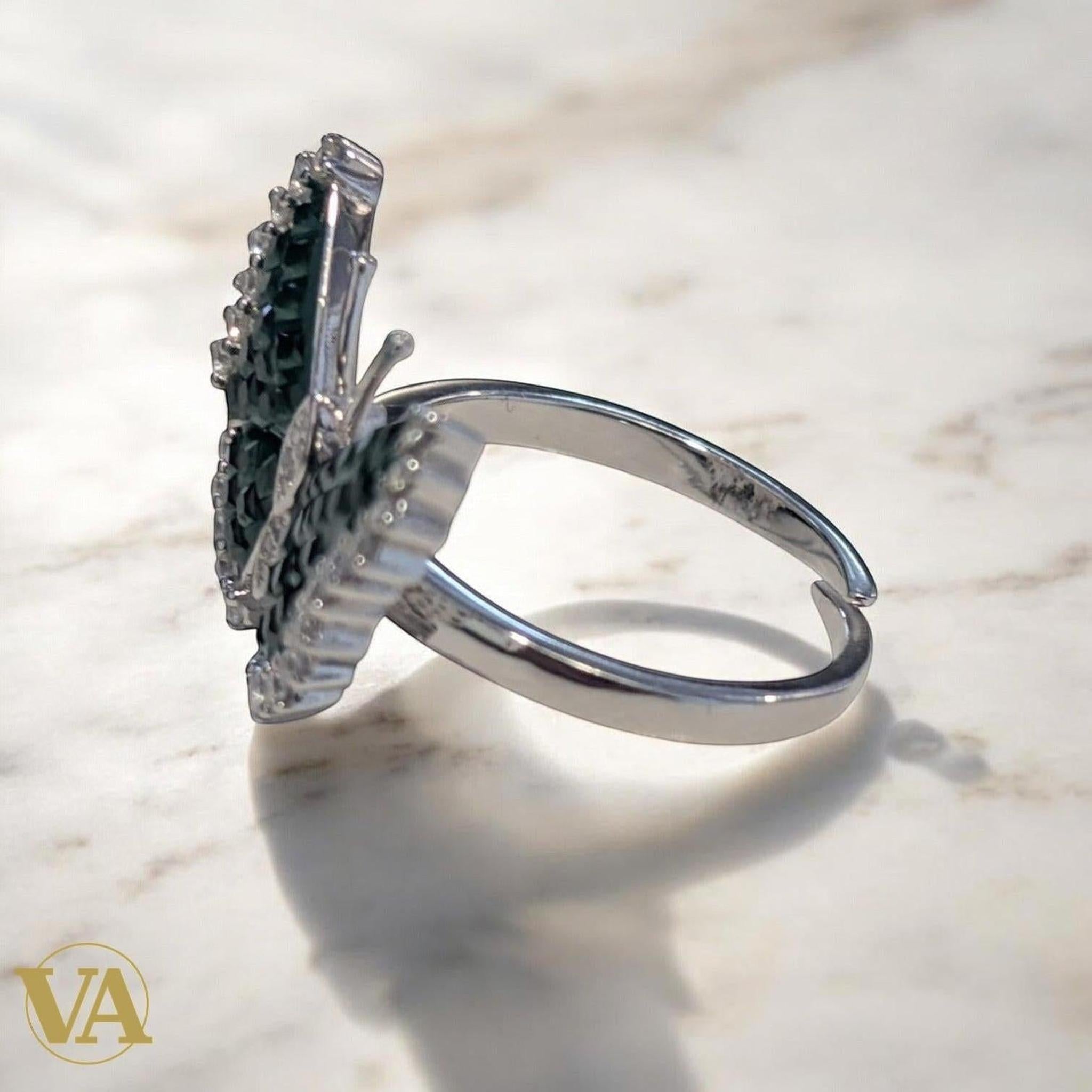 Bague femme Papillon Argent 925 Vert Émeraude – Style Moderne - Argent 925 - Vindicta