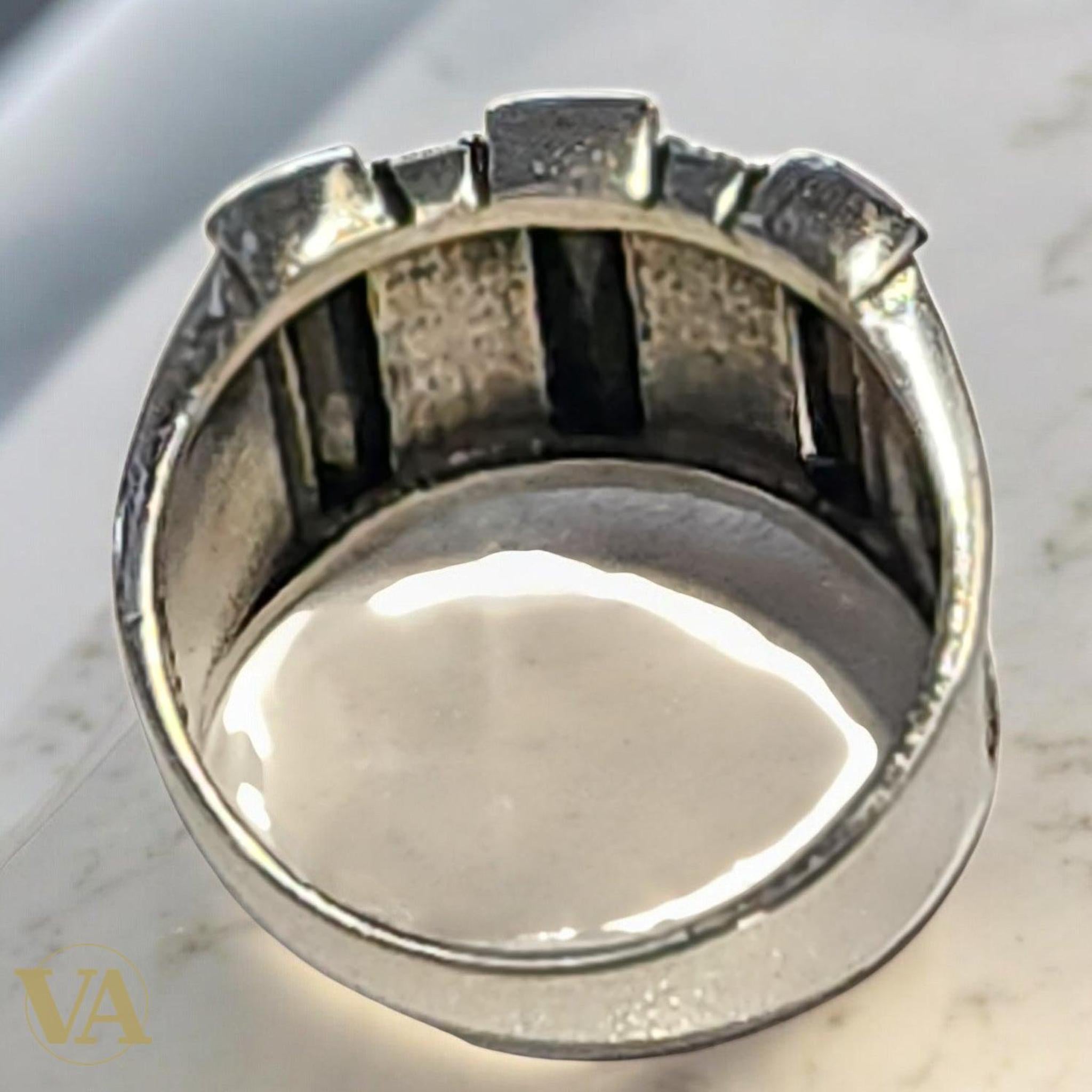 Bague homme argent 925 onyx rectangulaire et marcassites | Bijoux Vindicta