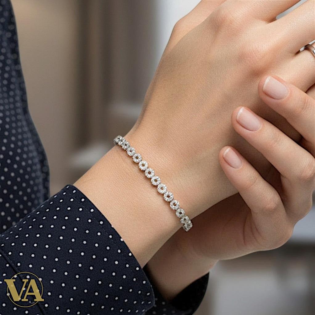 Bracelet Femme Argent 925 Oxydes Noirs – Contraste Élégant