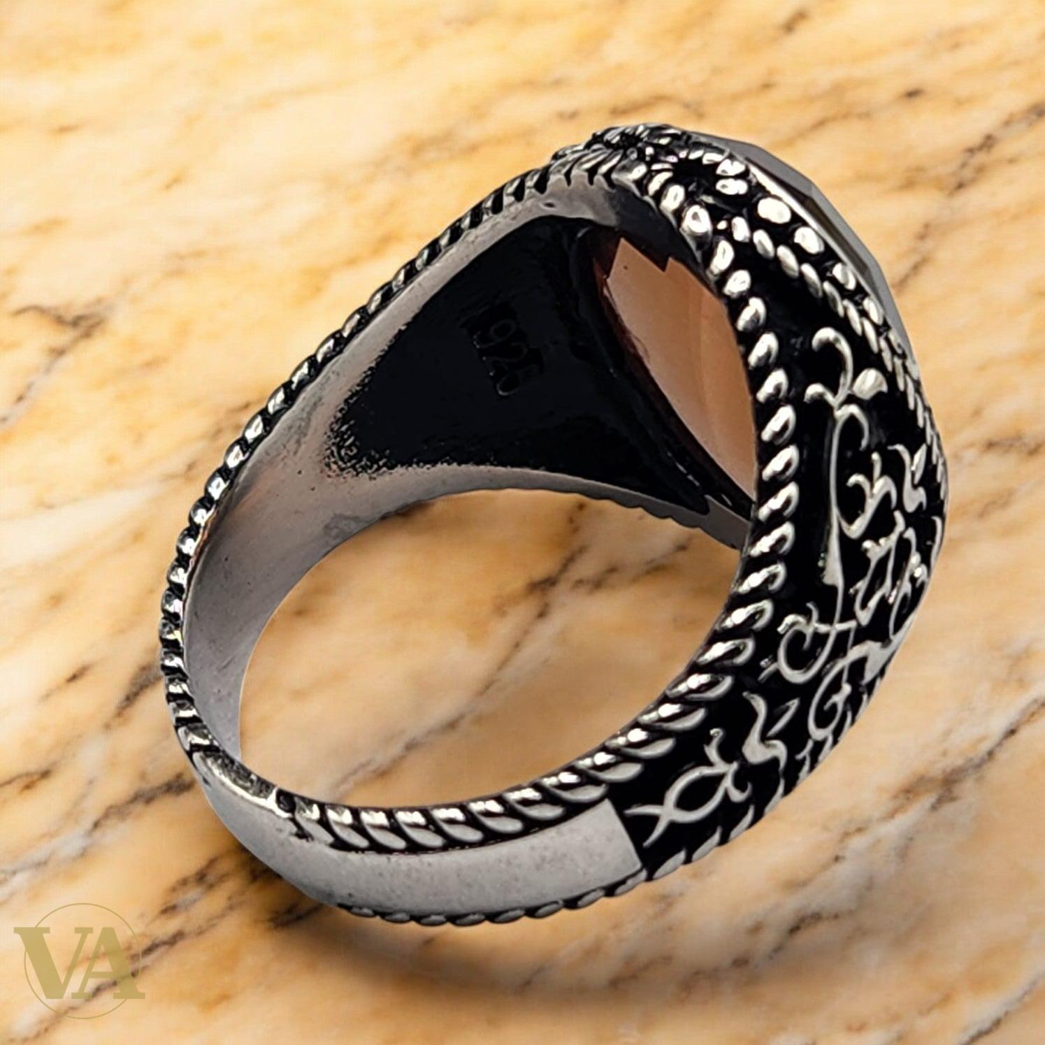 Bague Homme Argent 925 – Sultanite facettée changeante & monture ciselée