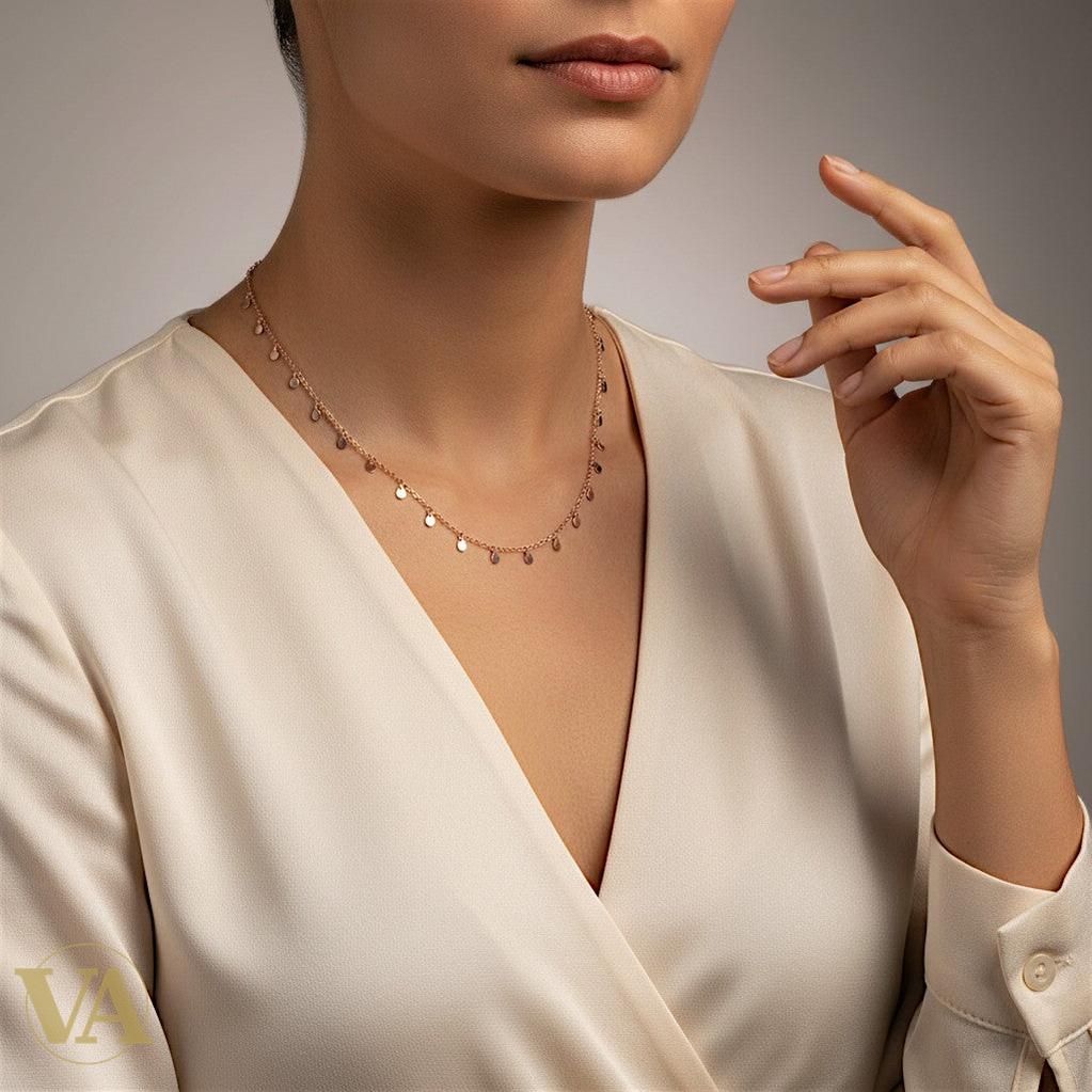 Collier Femme Argent 925 Plaqué Or Rose – Breloques Larmes Pluie d’Or-Vindicta : Bijoux Argent 925 Massif, Luxe et Héritage