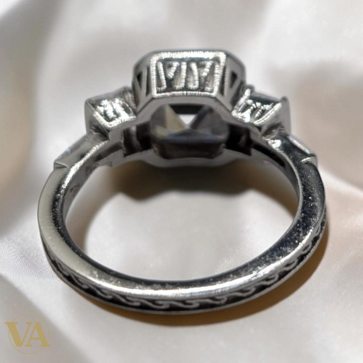 Bague Femme Argent 925 Solitaire Zircon Asscher Milgrain Art Déco - Argent 925 - Vindicta
