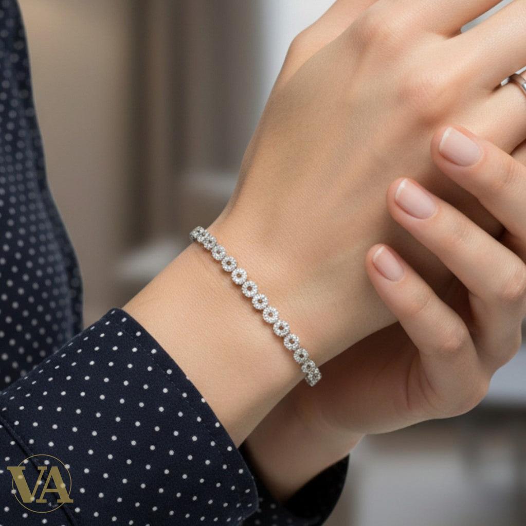 Bracelet Femme Argent 925 Oxydes Noirs – Contraste Élégant