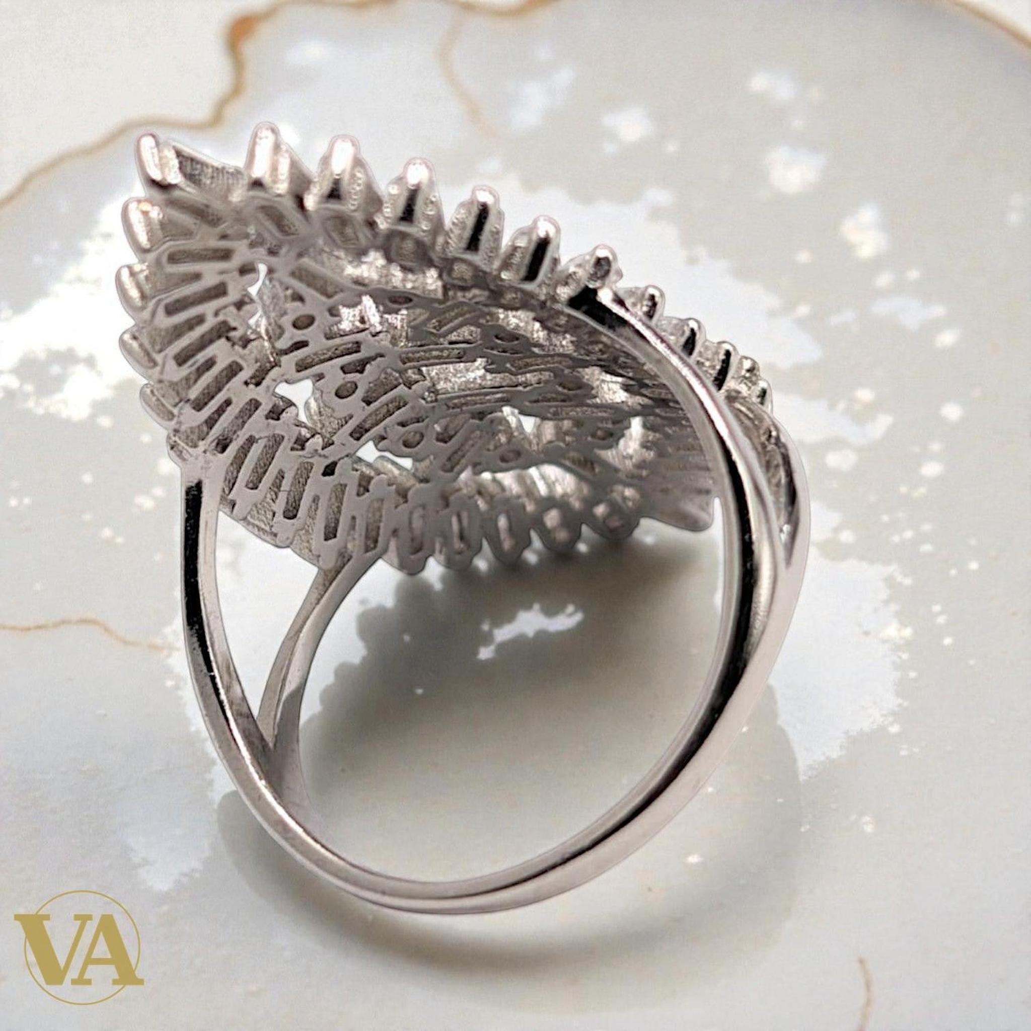 Bague Femme Argent 925 Plume Oxydes de Zirconium - Design Poétique | Bijoux Vindicta