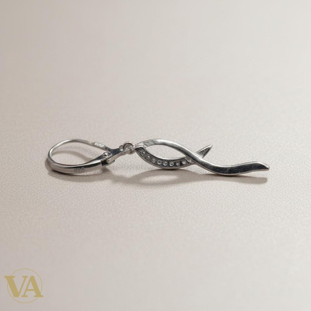 Boucles d'Oreilles Femme Pendantes Argent 925 – Torsade & Zirconium