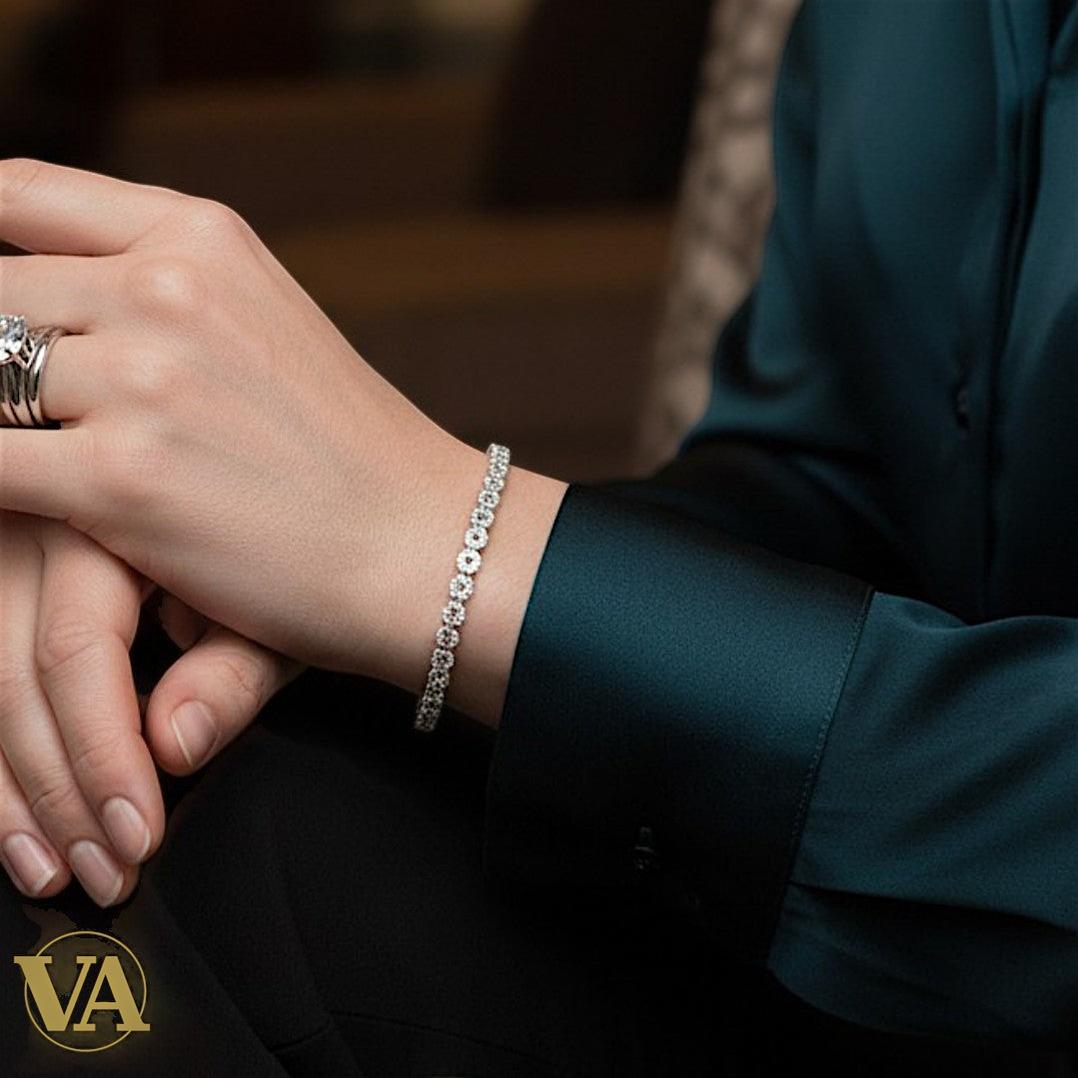 Bracelet Femme Argent 925 Oxydes Noirs – Contraste Élégant