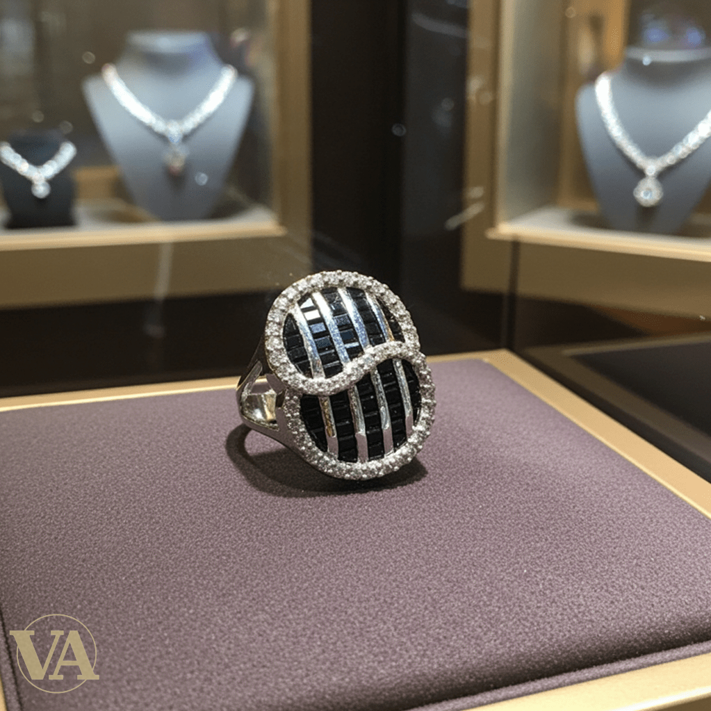 Bague Femme Argent 925 – Design Infini Onyx Noir & Zircons - Argent 925 - Vindicta