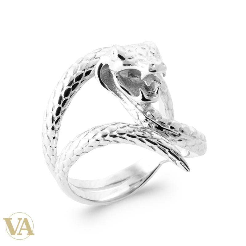 Bague Homme Argent 925 Rhodié – Cobra Enroulé - Argent 925 - Vindicta