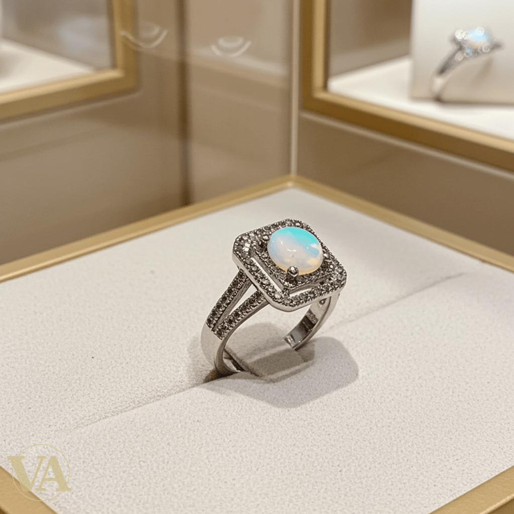 Bague Femme Argent 925 Opale Double Halo Zircons - Argent 925 - Vindicta