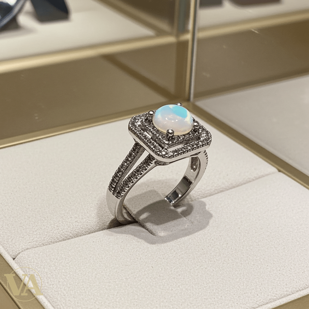 Bague Femme Argent 925 Opale Double Halo Zircons - Argent 925 - Vindicta