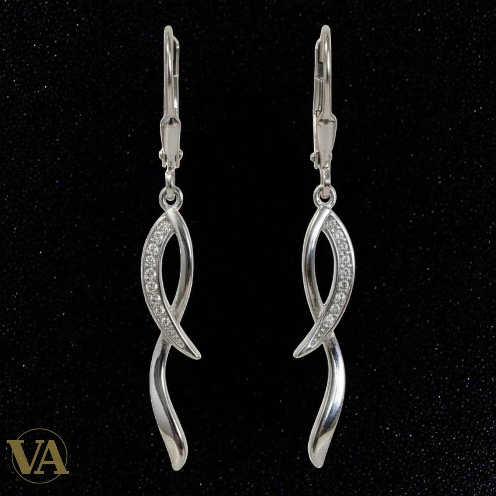 Boucles d'Oreilles Femme Pendantes Argent 925 – Torsade & Zirconium