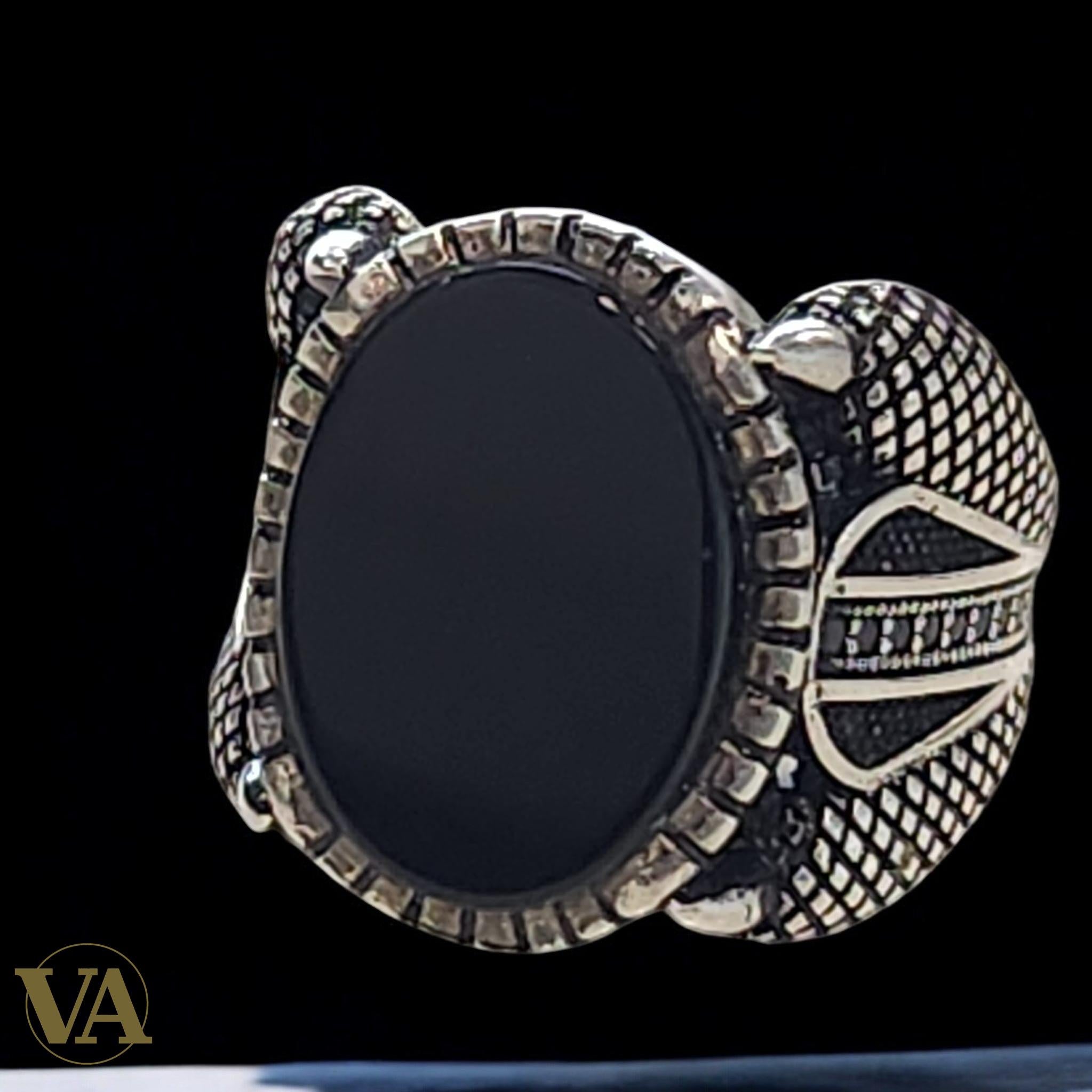 Bague homme argent 925 et onyx noir ovale