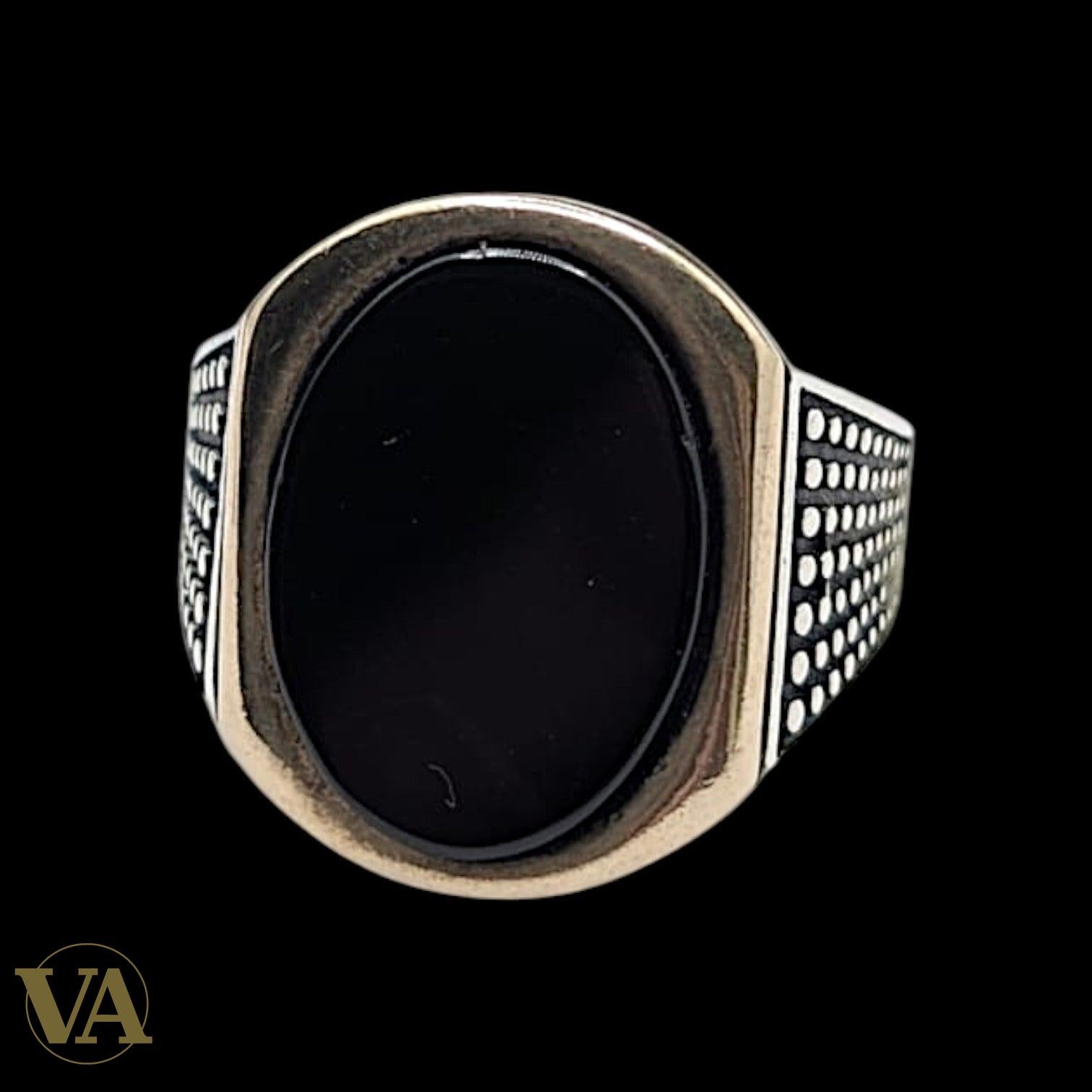 Chevalière Homme Argent 925 Onyx Noir Plaqué Or Rose | Bijoux Vindicta