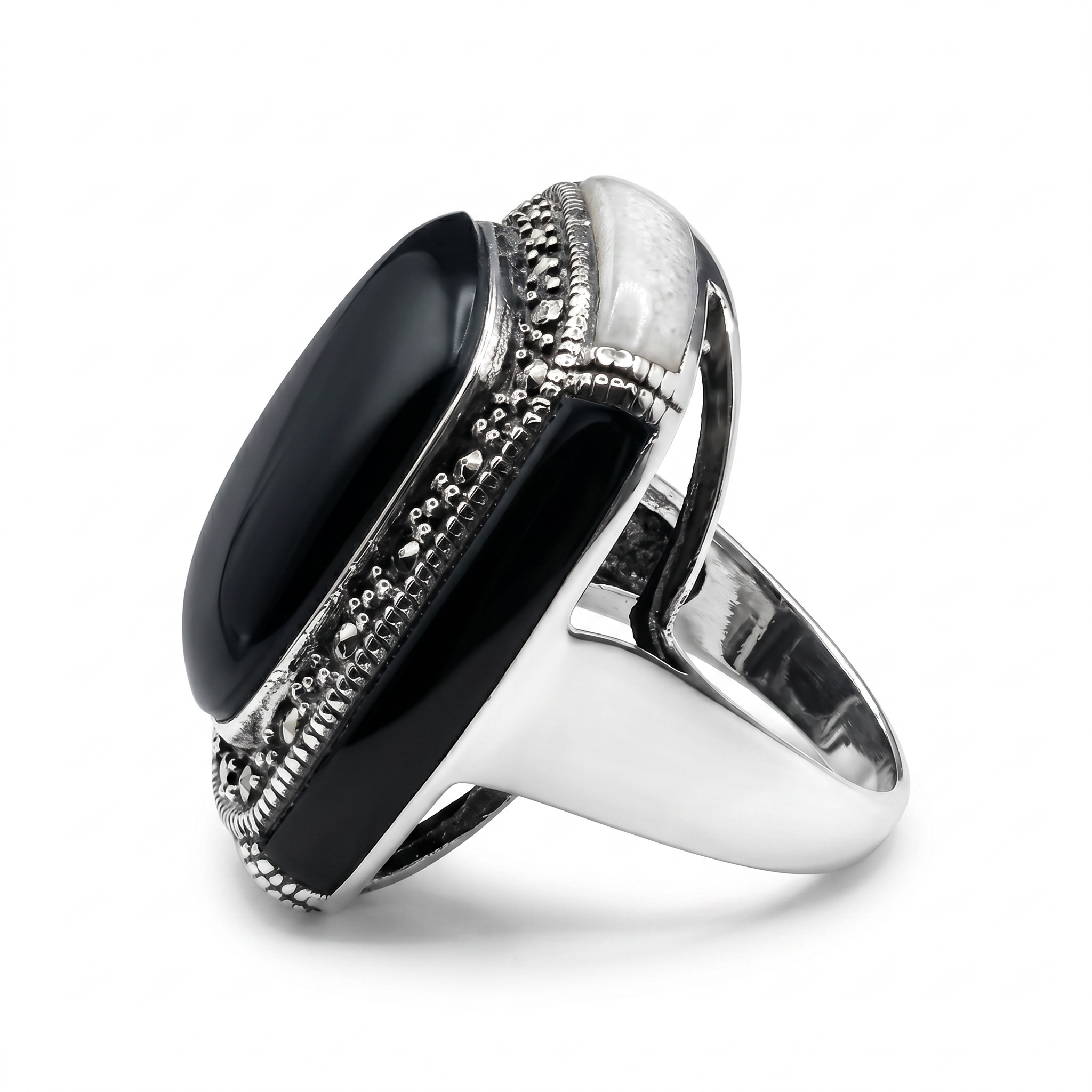 Bague Femme Argent 925 Aventurine Verte Marcassite Art Déco Cocktail-Vindicta : Bijoux Argent 925 Massif, Luxe et Héritage
