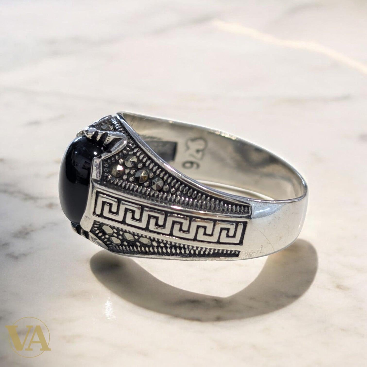 Bague Homme Argent 925 – Onyx Noir Naturel