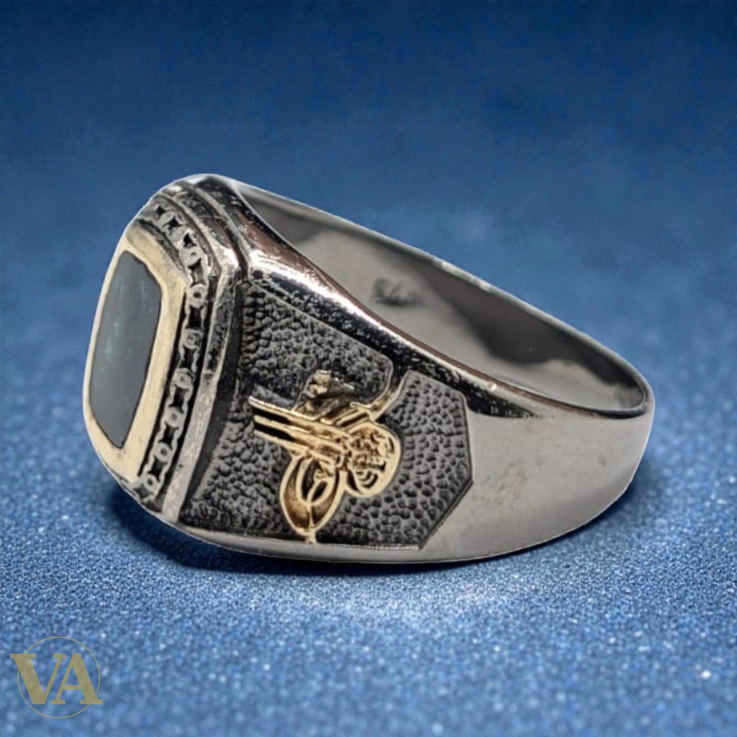 Bague homme argent 925 – Tughra Ottoman & Pierre de Lave | Bijoux Vindicta