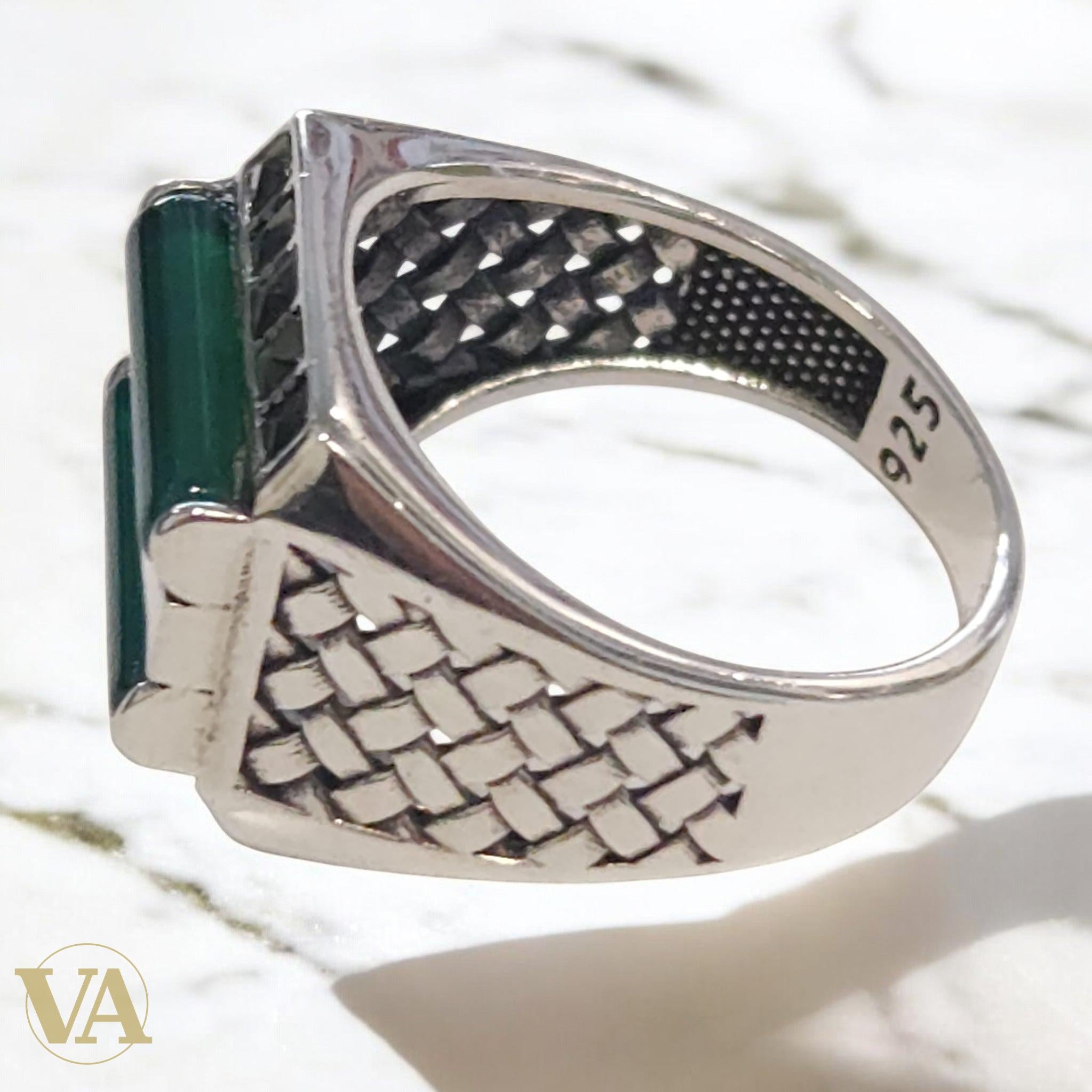 Bague Homme Argent 925 Aventurine Verte – Élégance & Harmonie