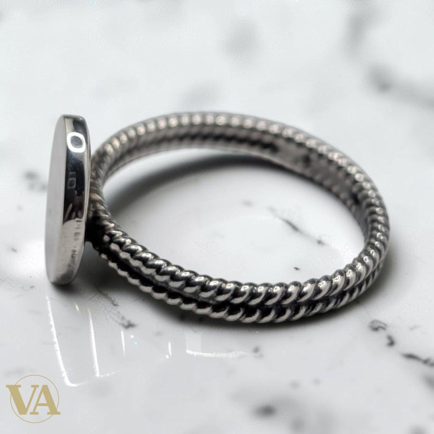 Bague Femme Argent 925 Plateau Rond Brossé Double Tige Torsadée - Argent 925 - Vindicta