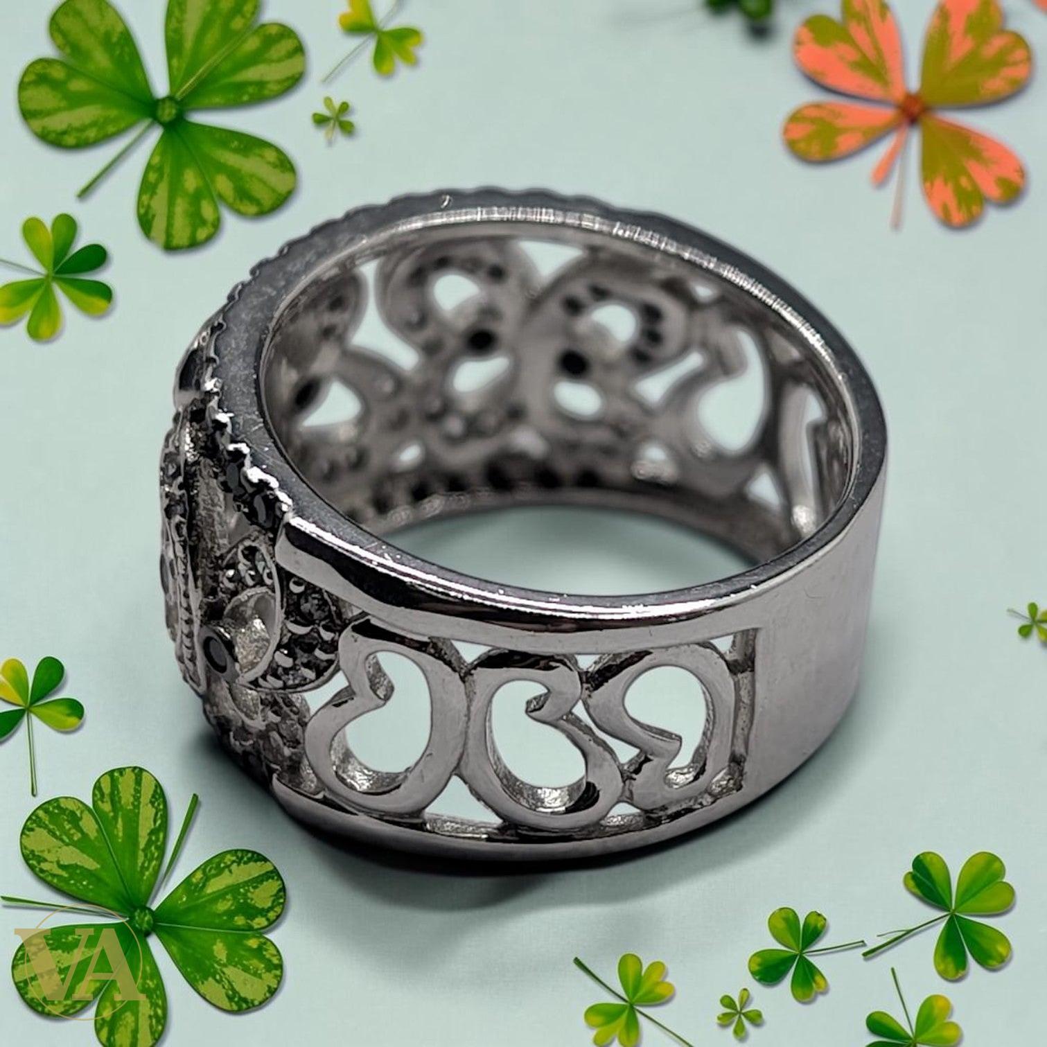 Bague femme argent 925 Chevalière large volutes Art Déco Zircons Onyx noir-Vindicta : Bijoux Argent 925 Massif, Luxe et Héritage