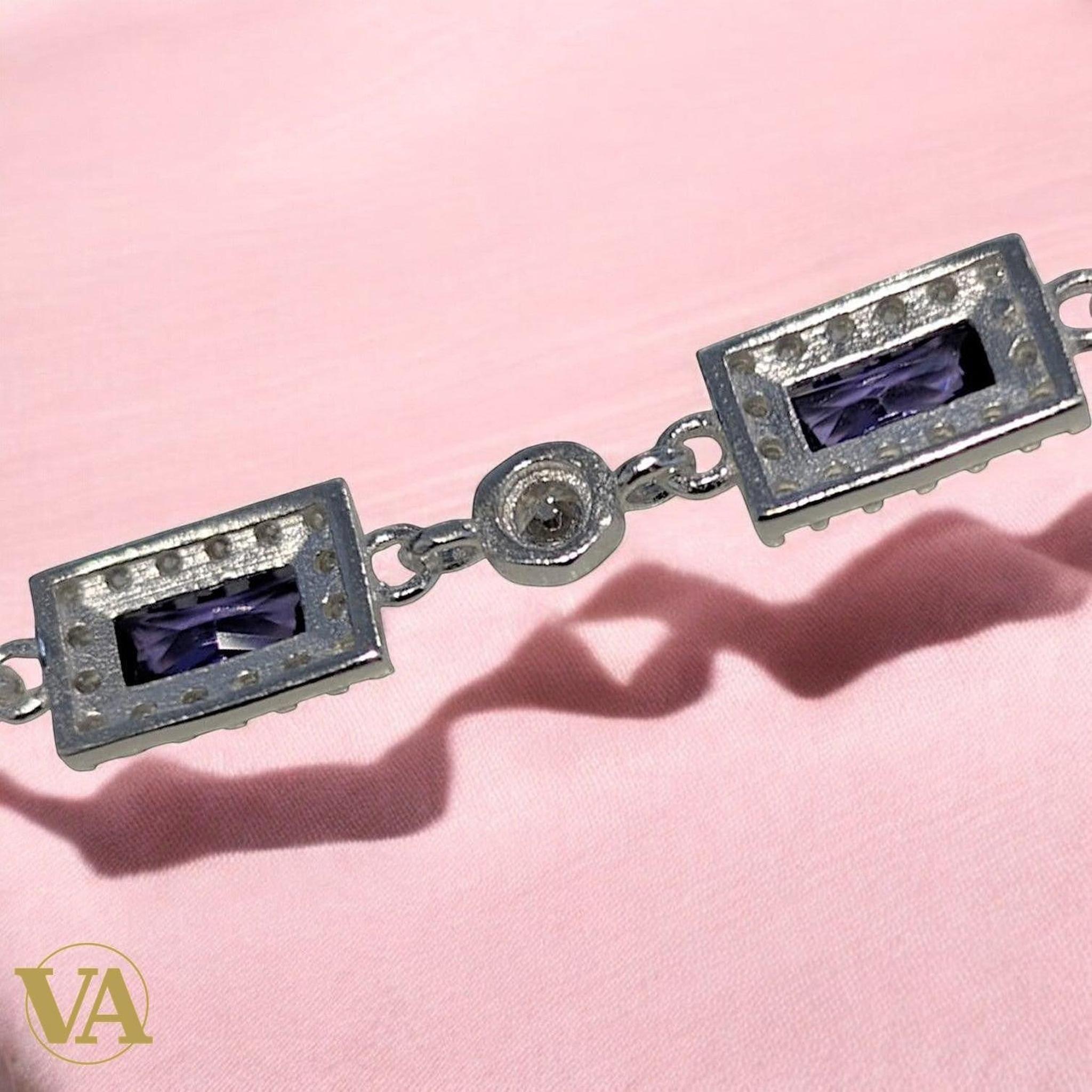 Bracelet Femme Argent 925 Améthyste Rectangulaire Vintage | Bijoux Vindicta