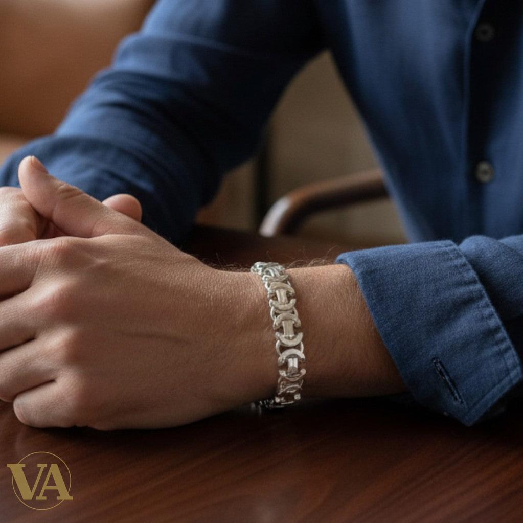 Bracelet Homme Argent 925 – Maille Large 11 mm Architecturale