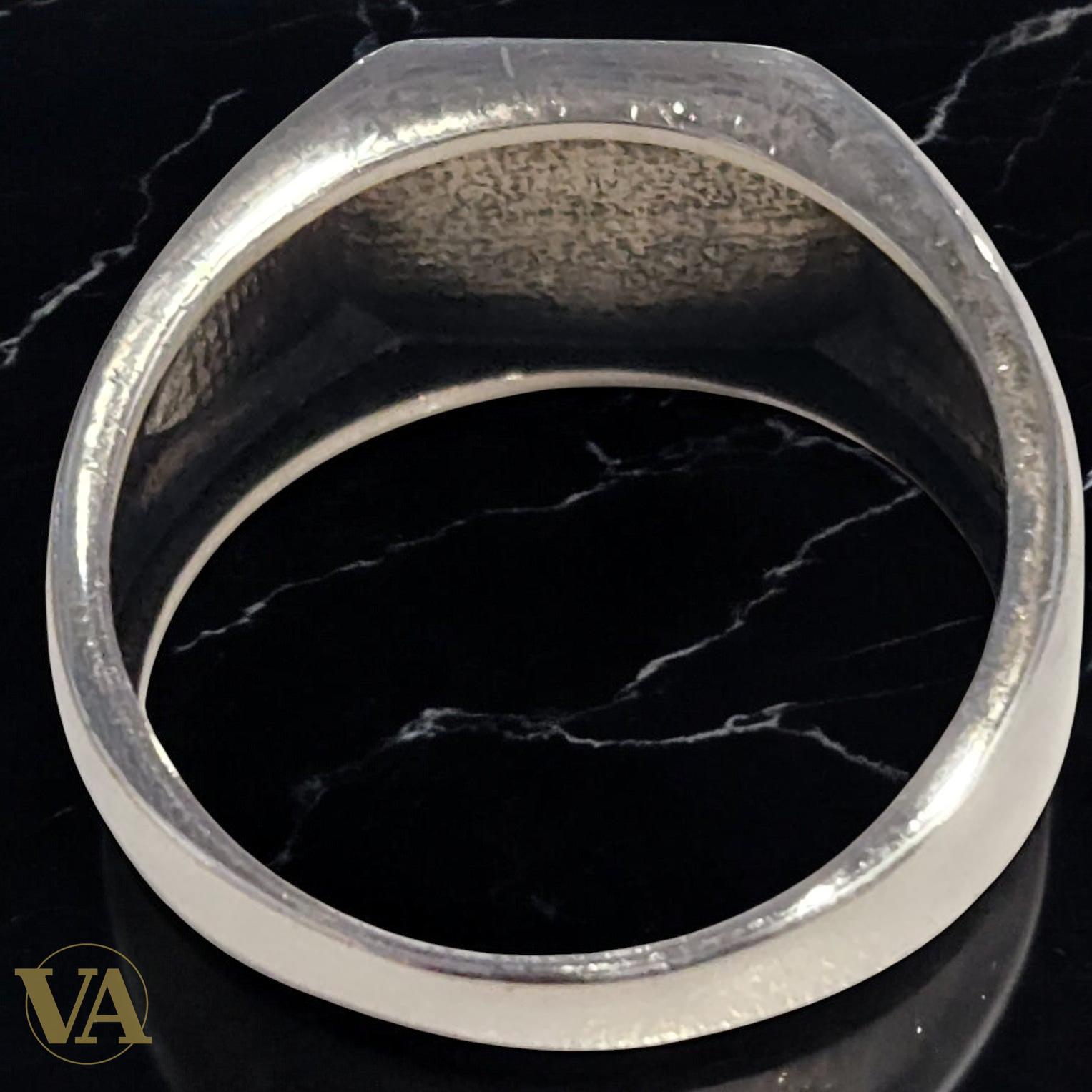 Bague homme argent 925 marcassite géométrique