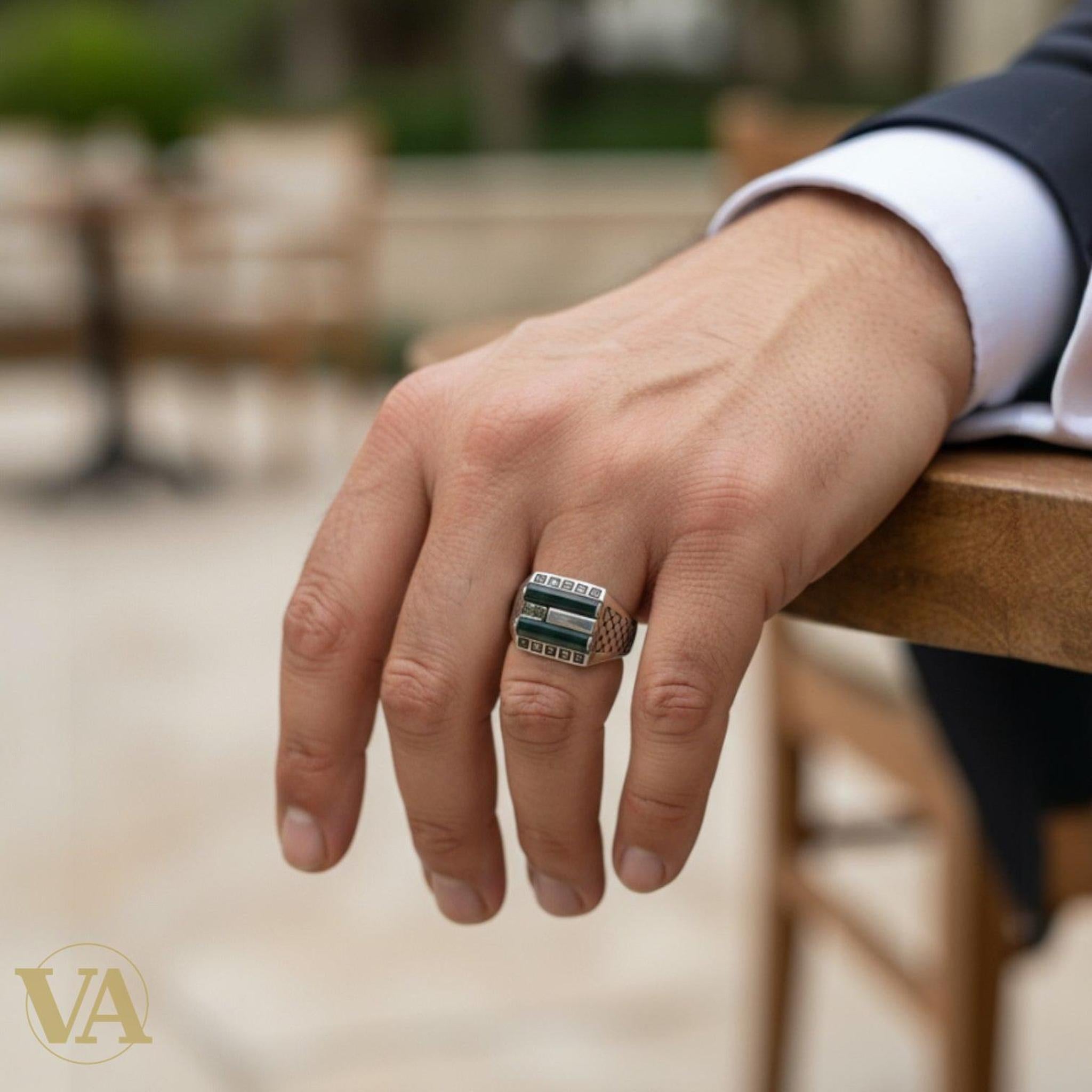 Bague Homme Argent 925 Aventurine Verte – Élégance & Harmonie - Argent 925 - Vindicta