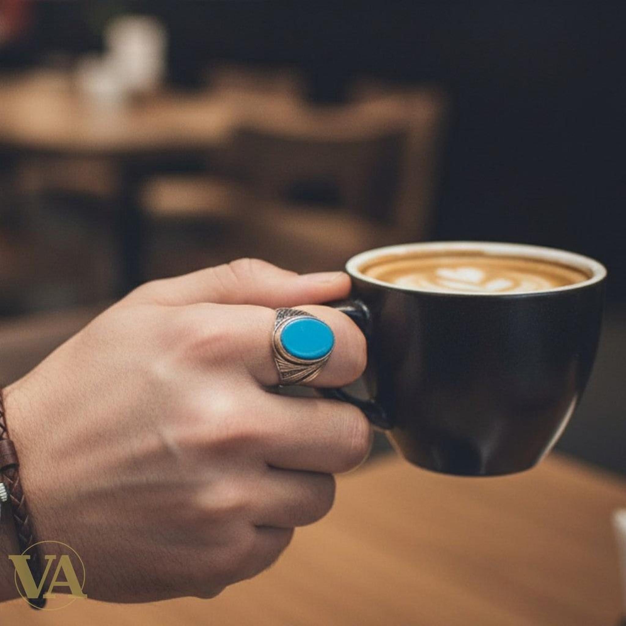 Bague Homme Turquoise – Argent 925 – Chevalière Ovale | Bijoux Vindicta