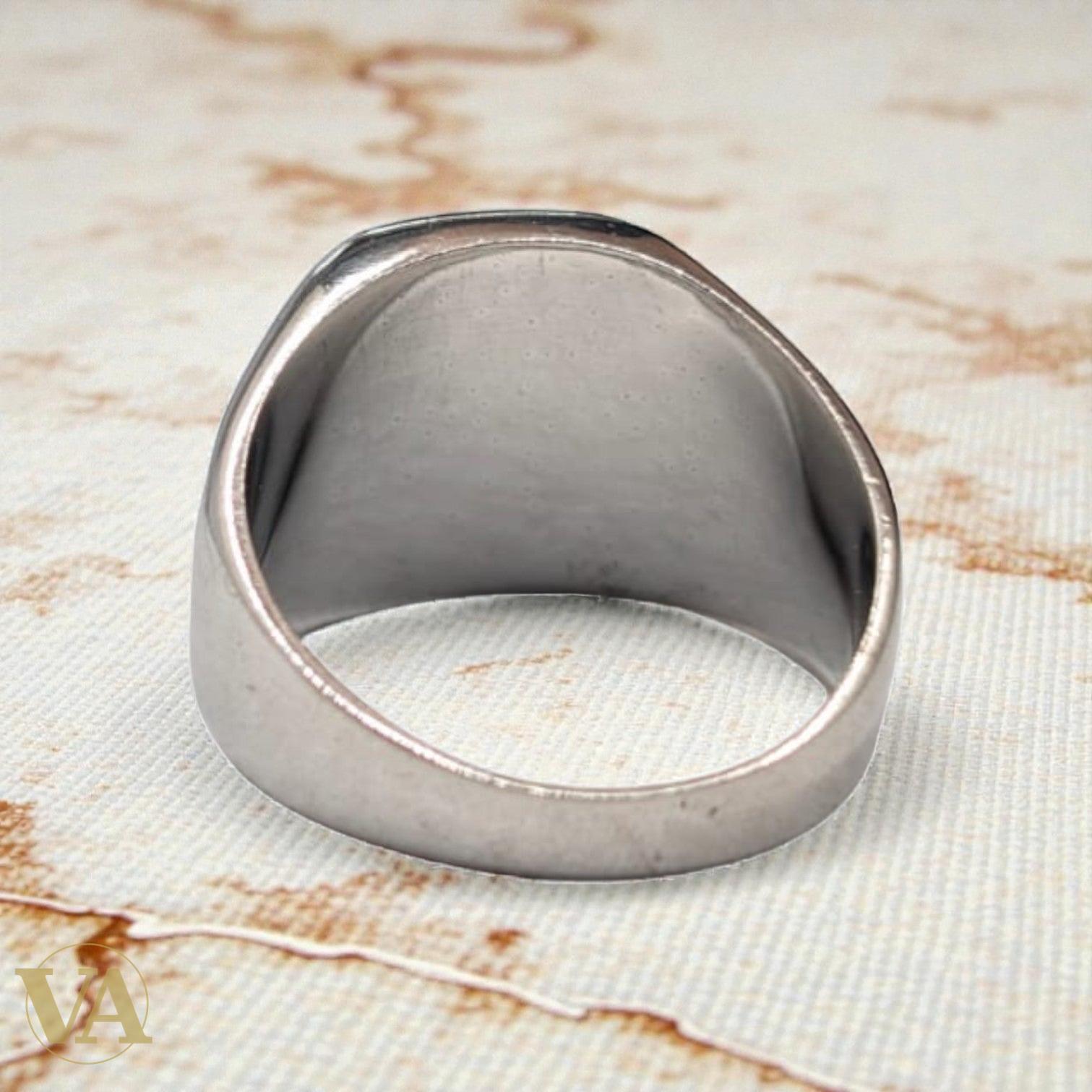 Bague homme argent 925 – Tughra Ottoman & Pierre de Lave | Bijoux Vindicta