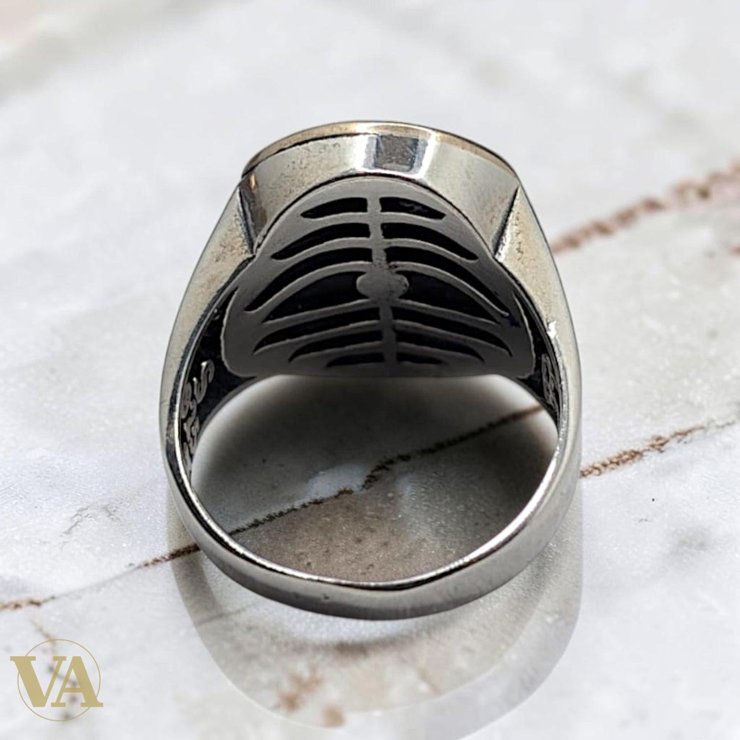 Chevalière Homme Argent 925 Onyx Noir Plaqué Or Rose | Bijoux Vindicta