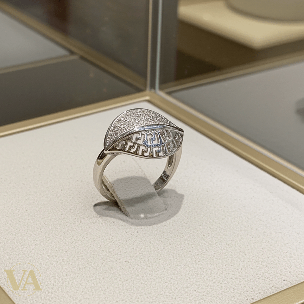 Bague Femme argent 925 feuille ajourée zircons scintillants - Argent 925 - Vindicta