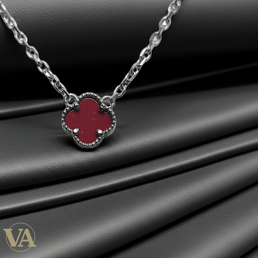 Collier Femme Cornaline Argent 925 — Pendentif Trèfle Pierre Naturelle - Argent 925 - Vindicta