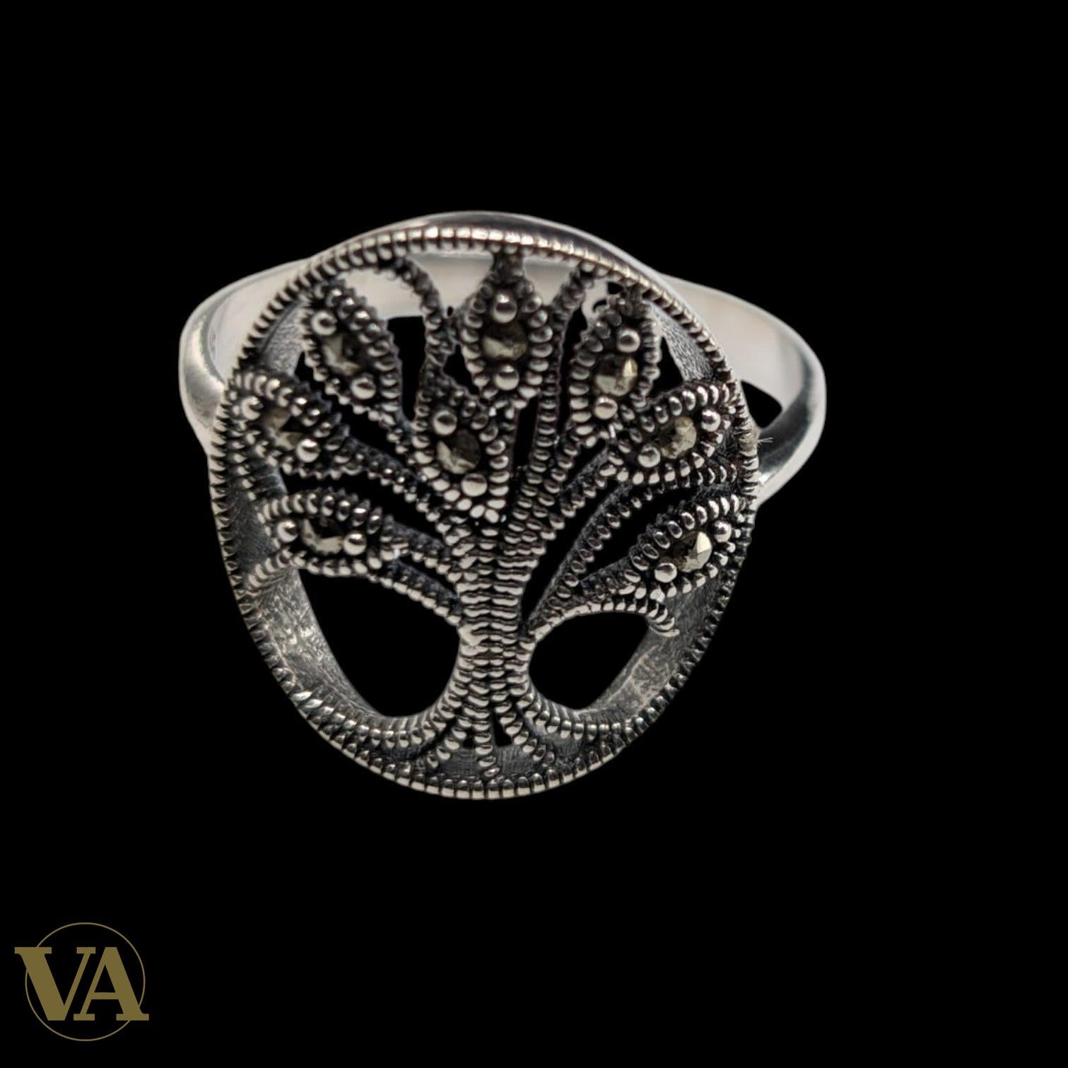 Bague Femme Argent 925 Arbre de Vie – Marcassite Vintage
