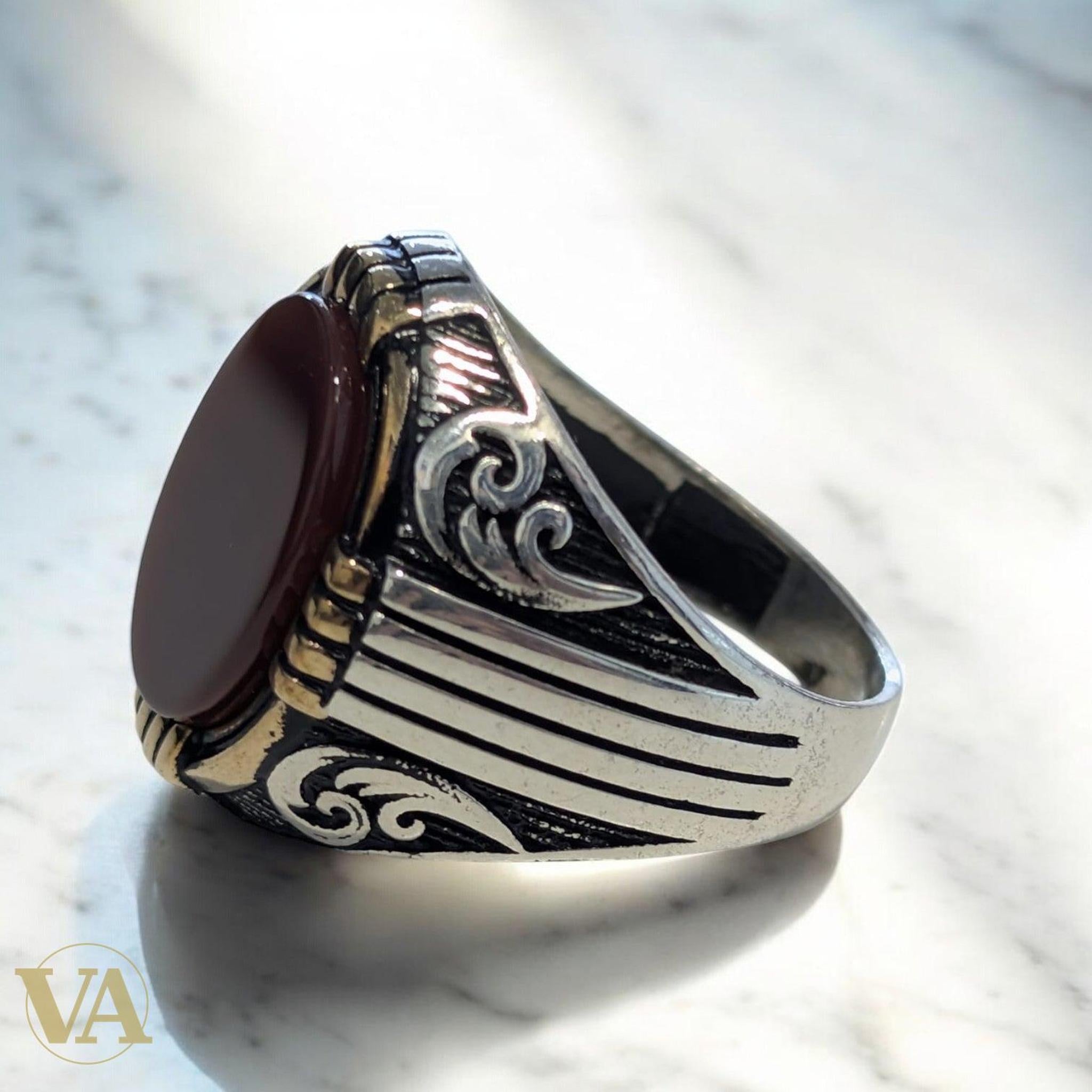 Bague Homme Cornaline – Argent 925 – Chevalière Ovale - Argent 925 - Vindicta