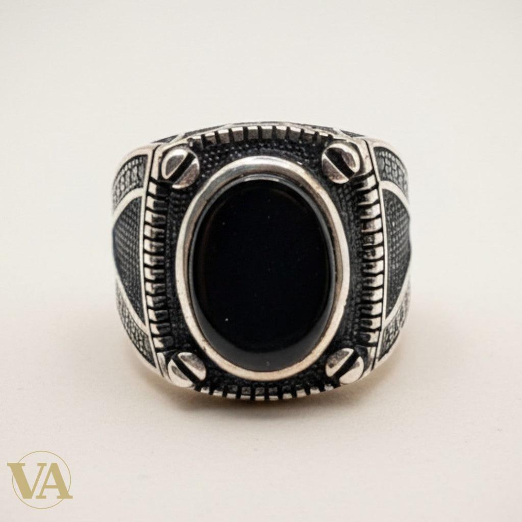 Bague Homme Argent 925 Onyx Noir Ovale – Style Chevalière | Bijoux Vindicta
