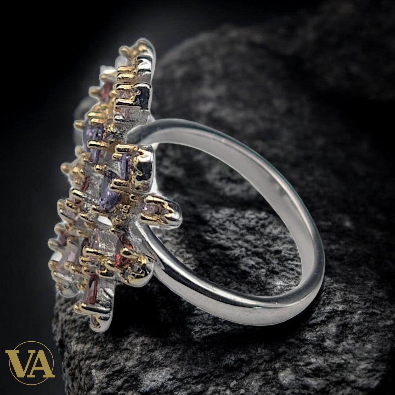 Bague femmes Argent 925 – Améthyste & Oxydes Multicolores